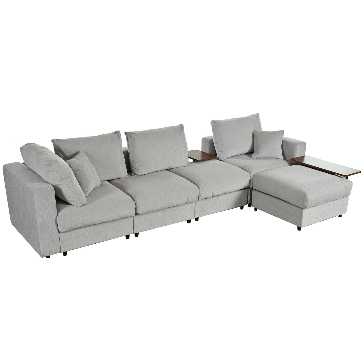 U_STYLE Modern Large L-Shape Sectional Sofa for Living Room, 2 Pillows and 2 End Tables