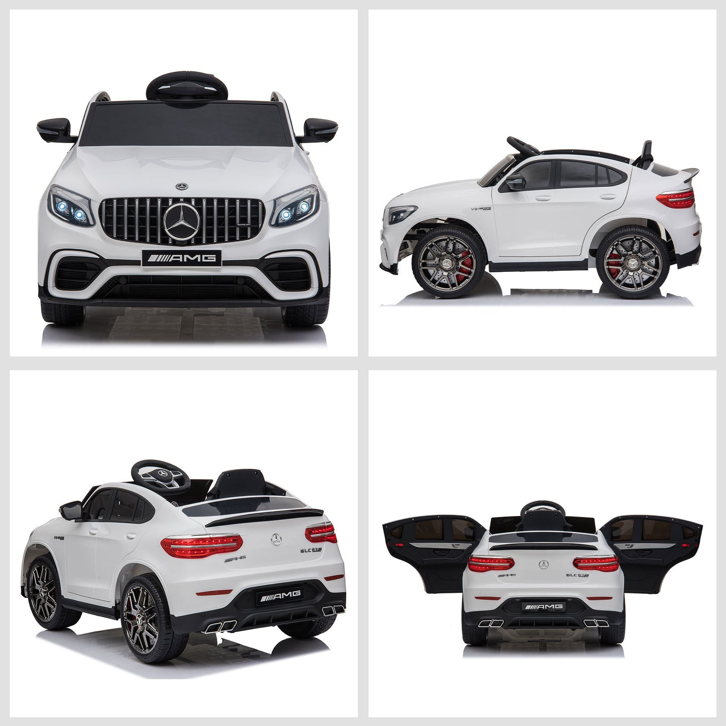 Aosom 12V Toddler Ride On Car with Remote Control, Mercedes Benz AMG GLC63S Coupe, Electric Car with 2 Speed, MP3 Player, Light, Horn, Songs, Suspension, White