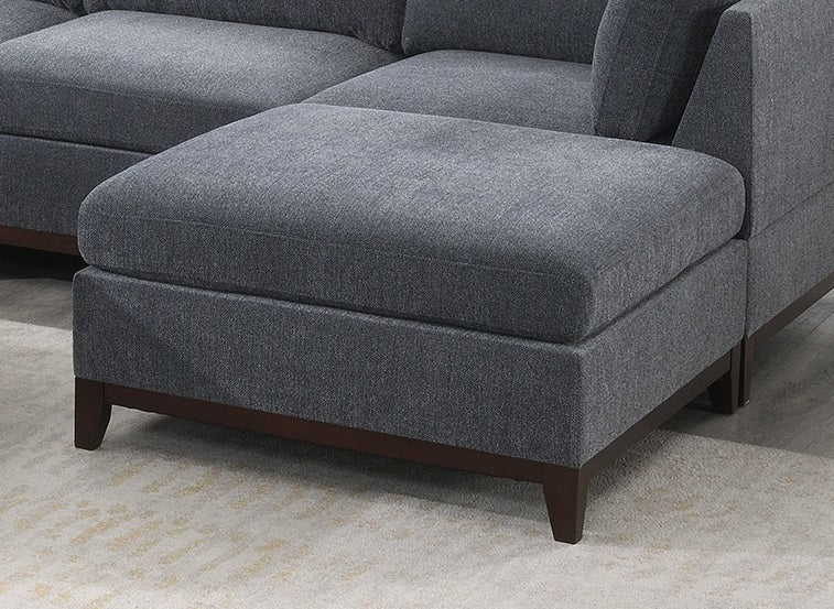 Ash Grey Chenille Fabric Modular Sectional Set with Armless Chairs, Ottomans, and Corner Wedges