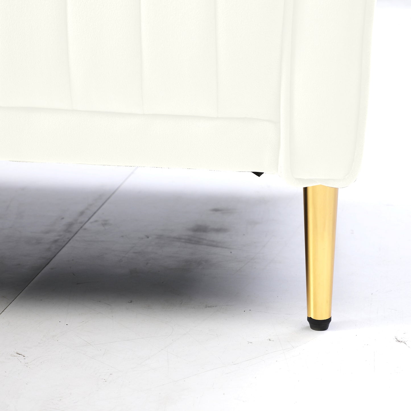 Square Ottoman Cream Velvet Stool Seat with Metal Legs, Footrest for Bedroom to match with Living Room Chairs Armchairs