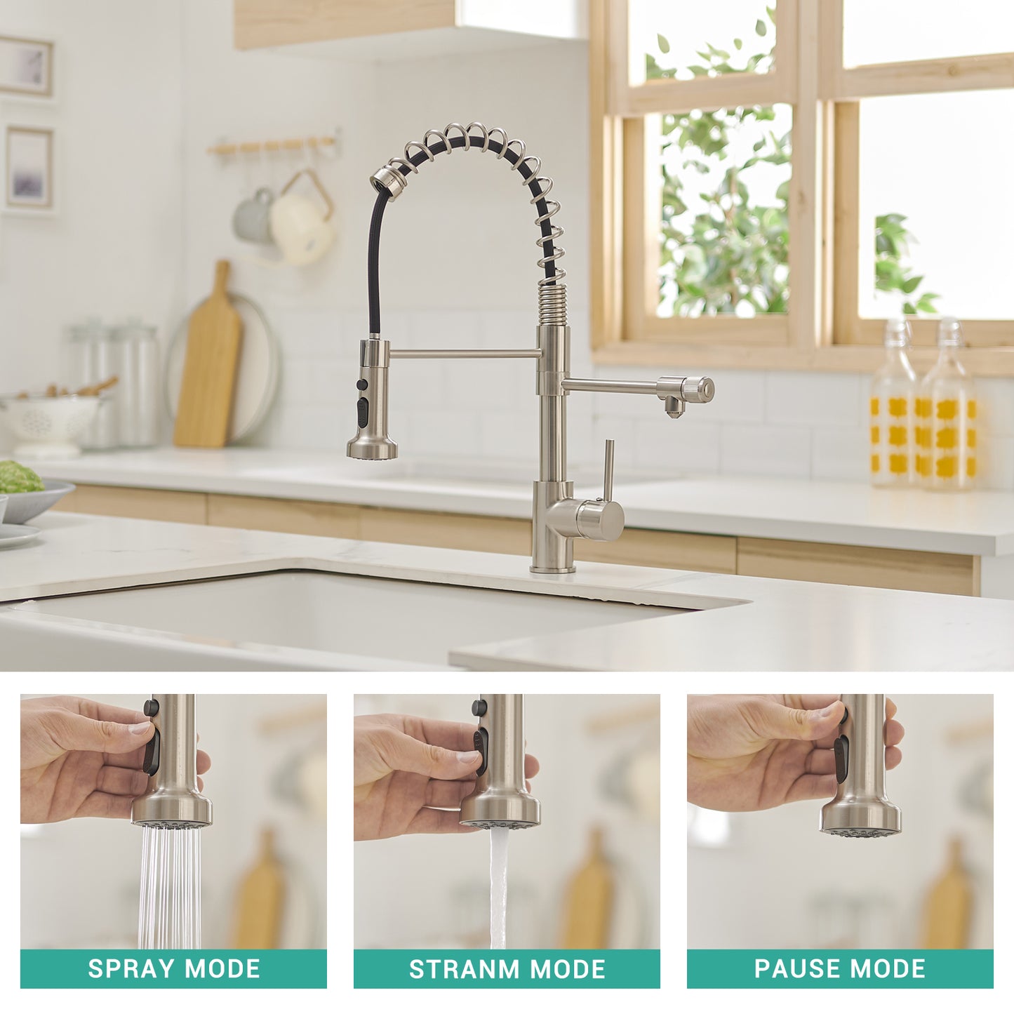 Purifier Kitchen Faucet Drinking Water Faucet, Pull Down Water Filter Kitchen Sink Faucets (Brushed Nickel)