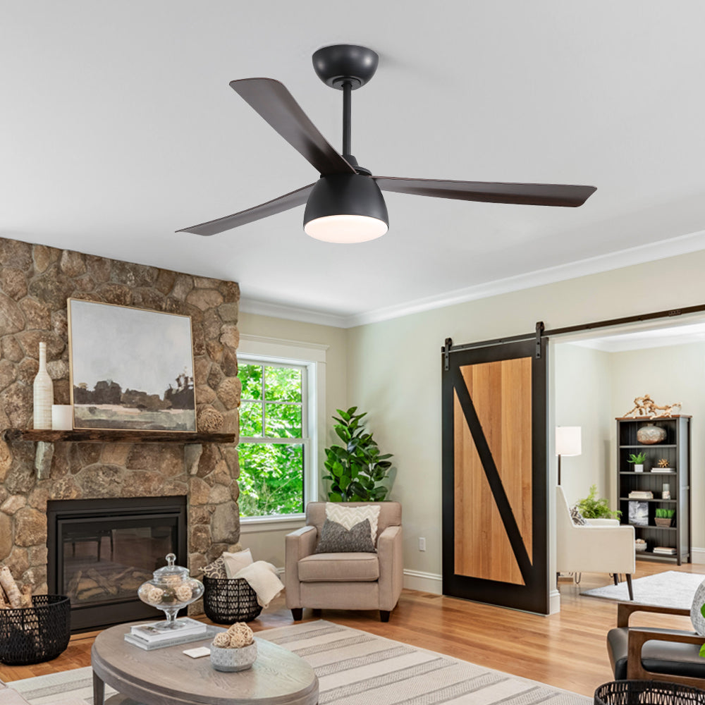 Contemporary 52 Inch LED Ceiling Fan with 6 Speed Remote Control for Versatile Living Spaces