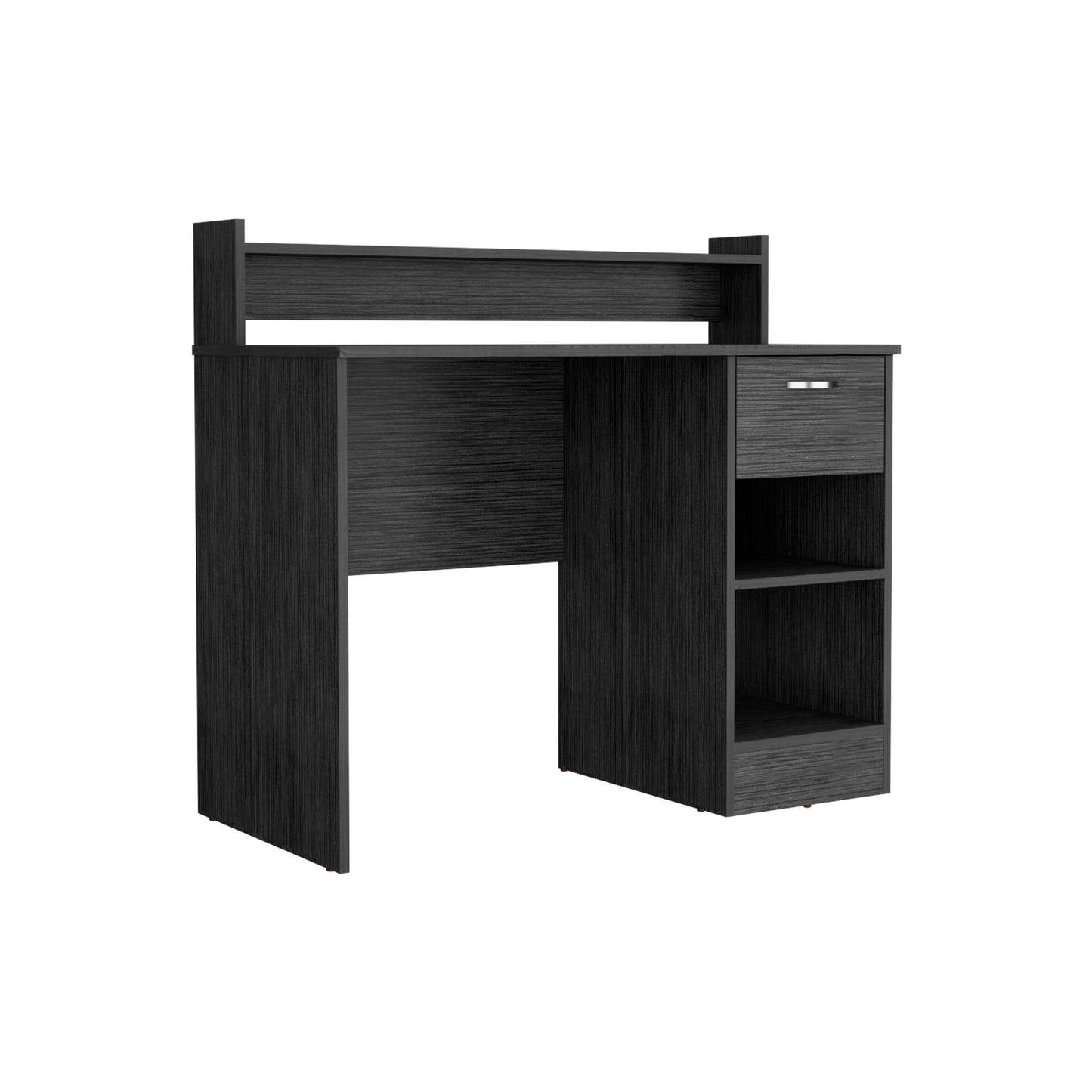 Delmar Smokey Oak Computer Desk with Open Storage Shelves and Drawer Excelsior