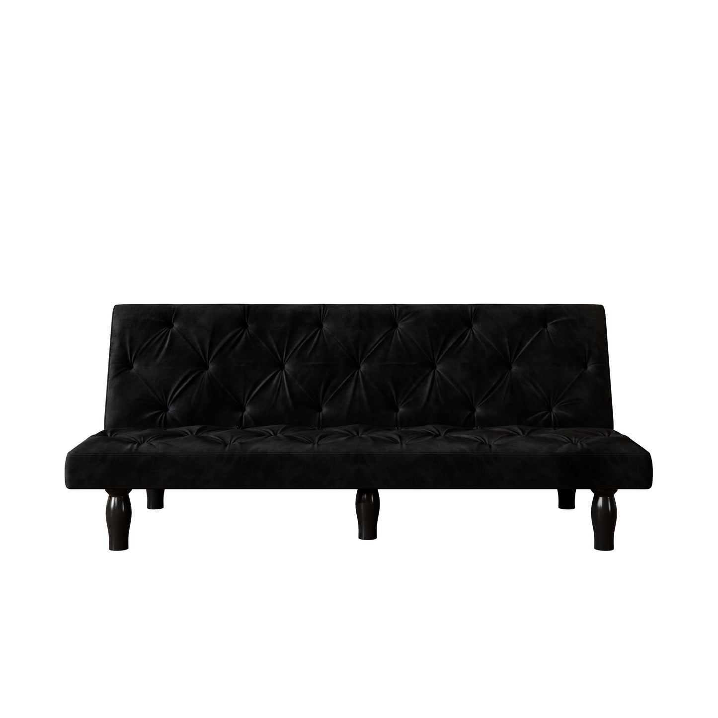 Convertible Black Velvet Sofa Bed for Family Living Room, Apartment, or Bedroom