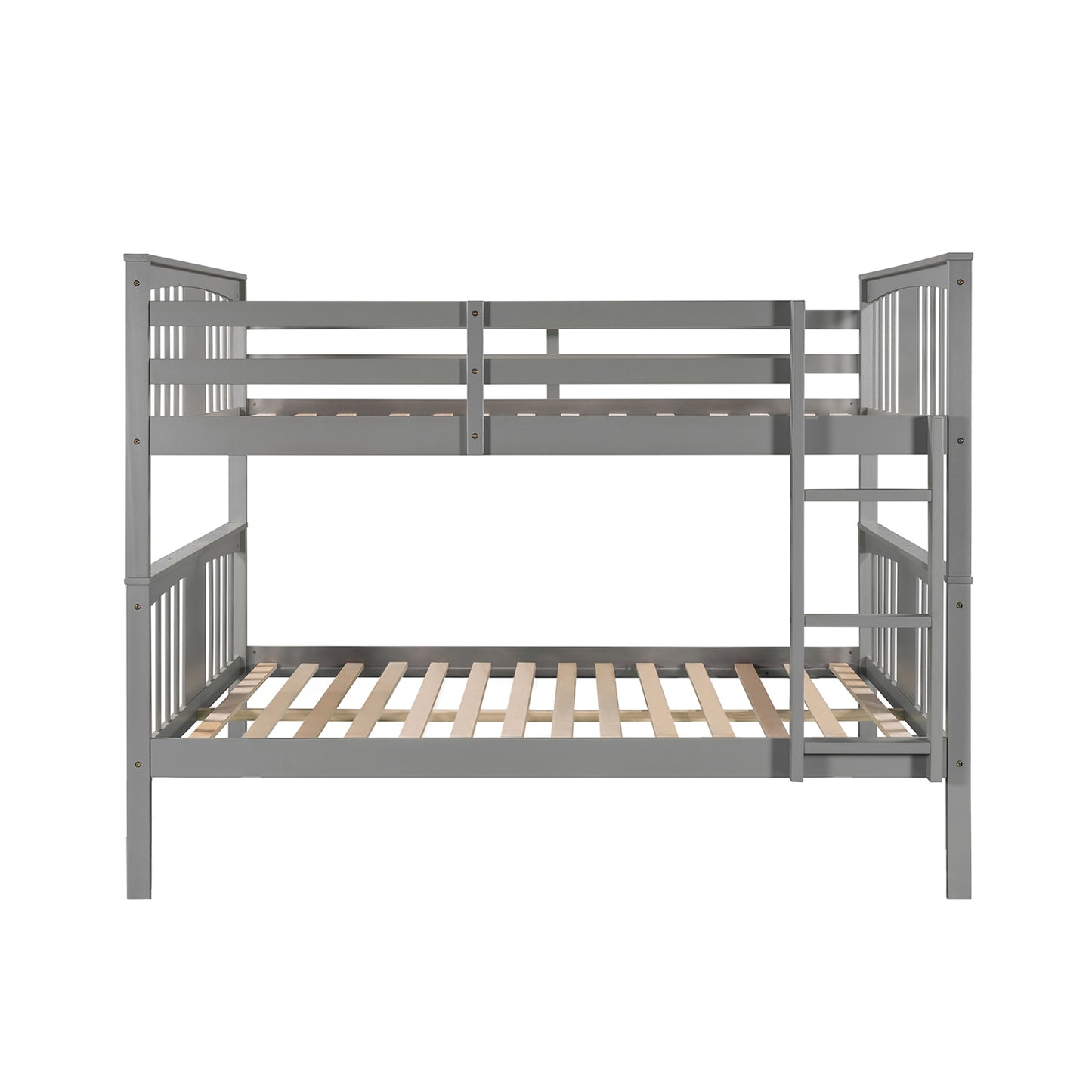 Gray Full-Size Bunk Bed with Flexible Configuration for Bedroom, Accommodating Guests