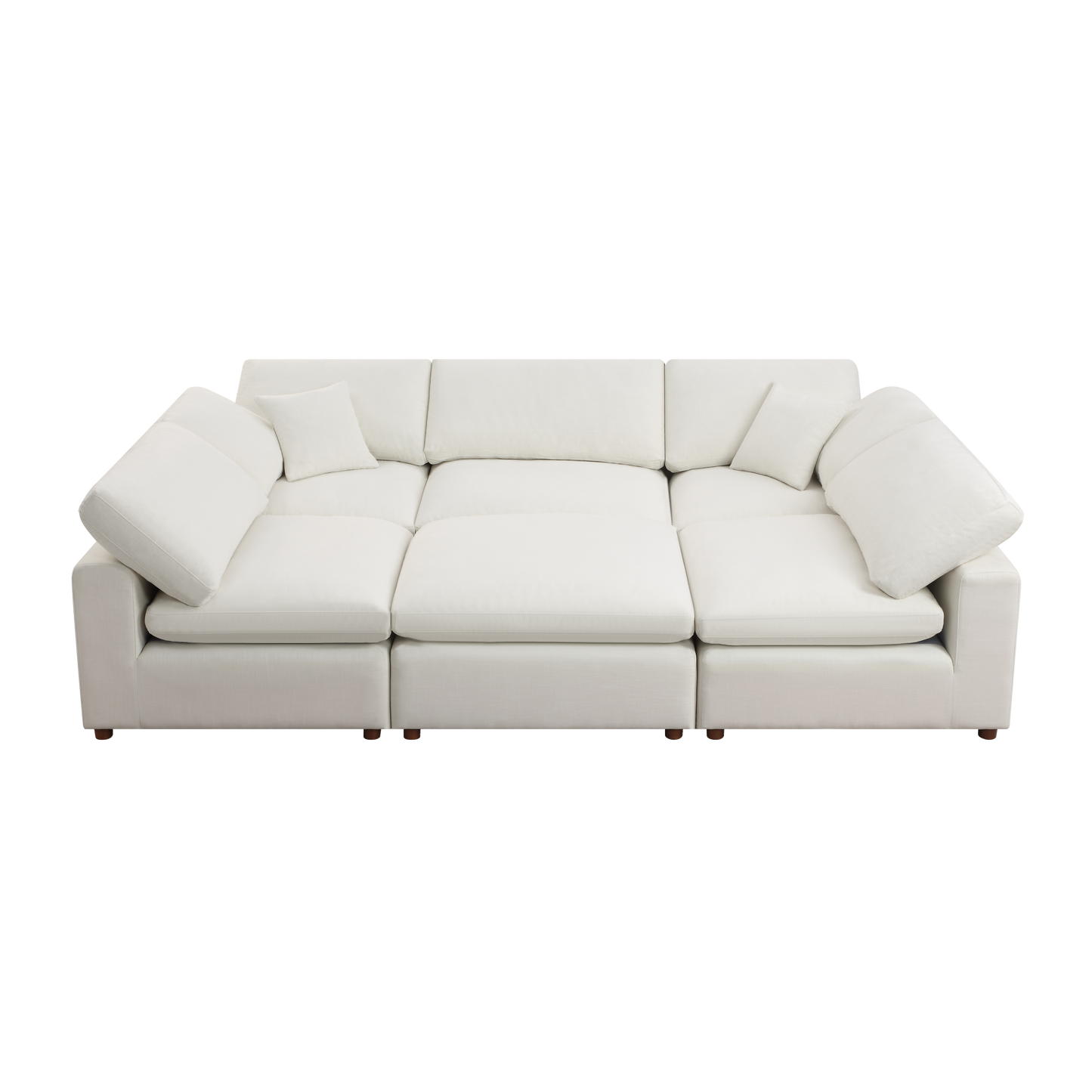 Transformable White Linen Modern Sofa Set with Modular Design