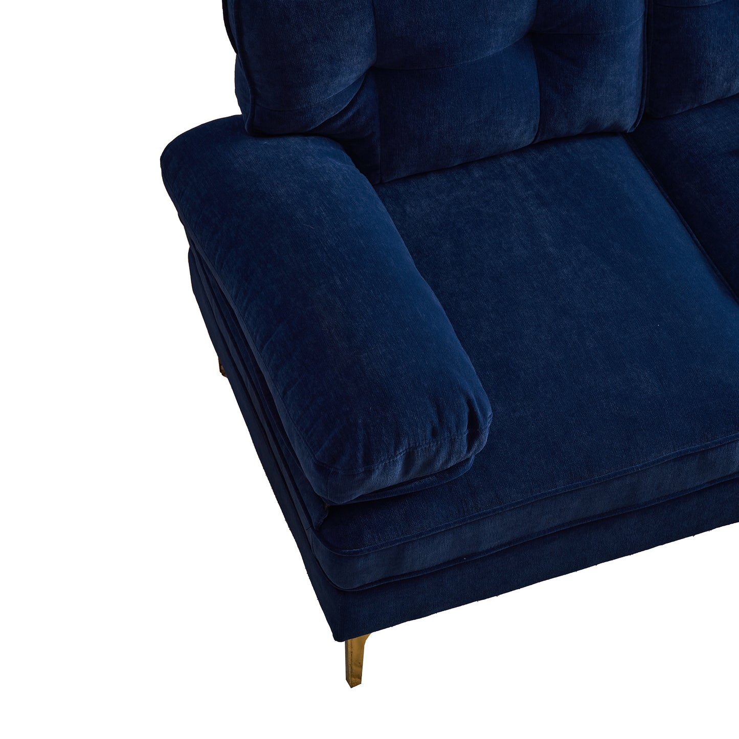 83 Blue Velvet L-Shaped Sectional Sofa with Mid-Century Modern Vibes