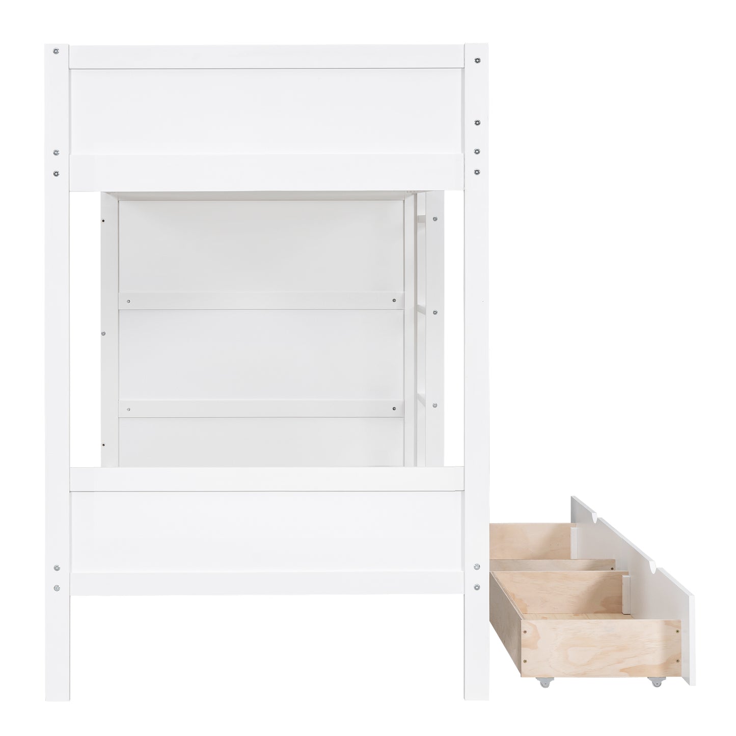 White Bunk Bed with Storage Drawers and Cabinet for Twin Size