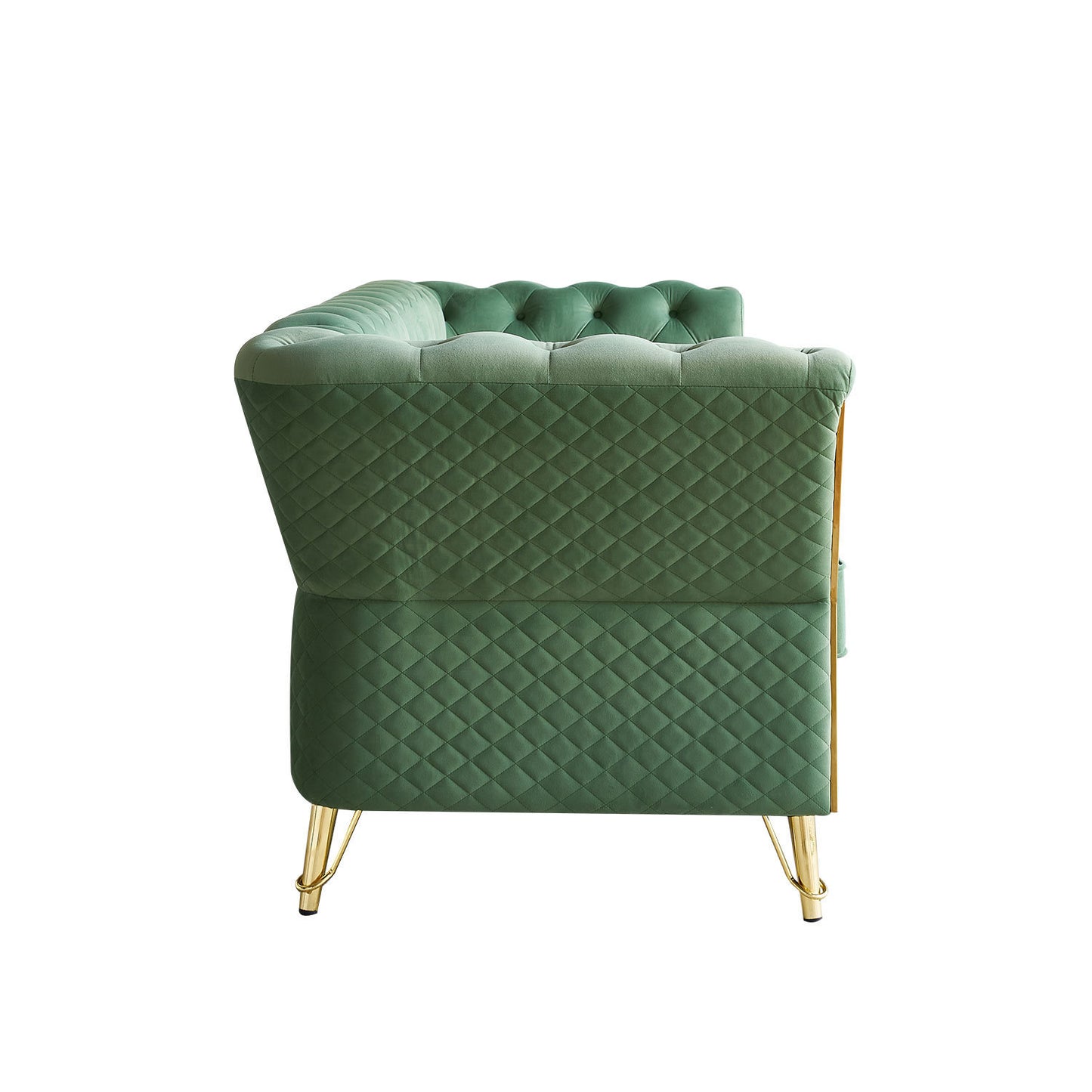 Modern Tufted Velvet Sofa 87.4 inch for Living Room Mint Green Color