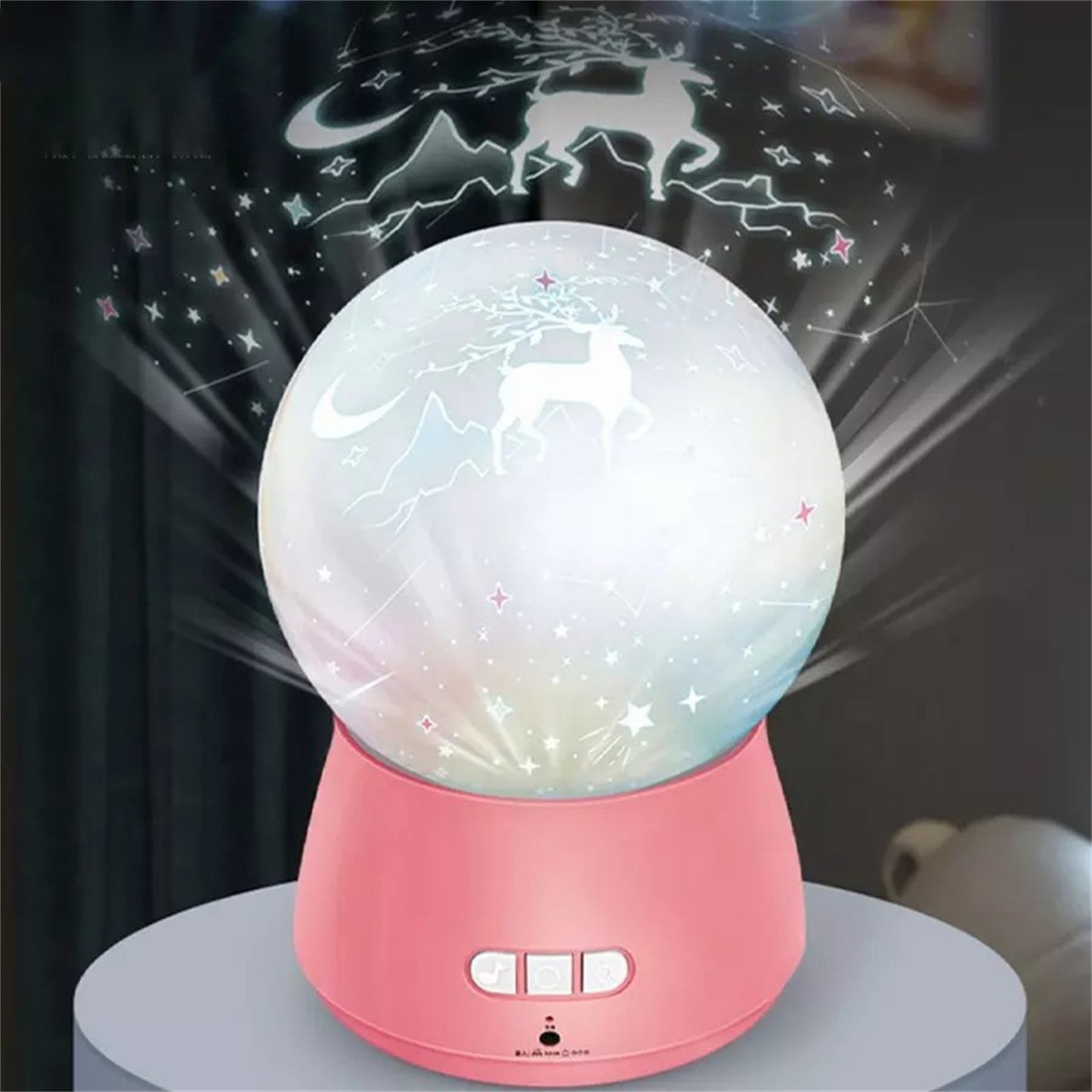 360 Degree Rotating Music Projection Night Light with Soothing Red Glow