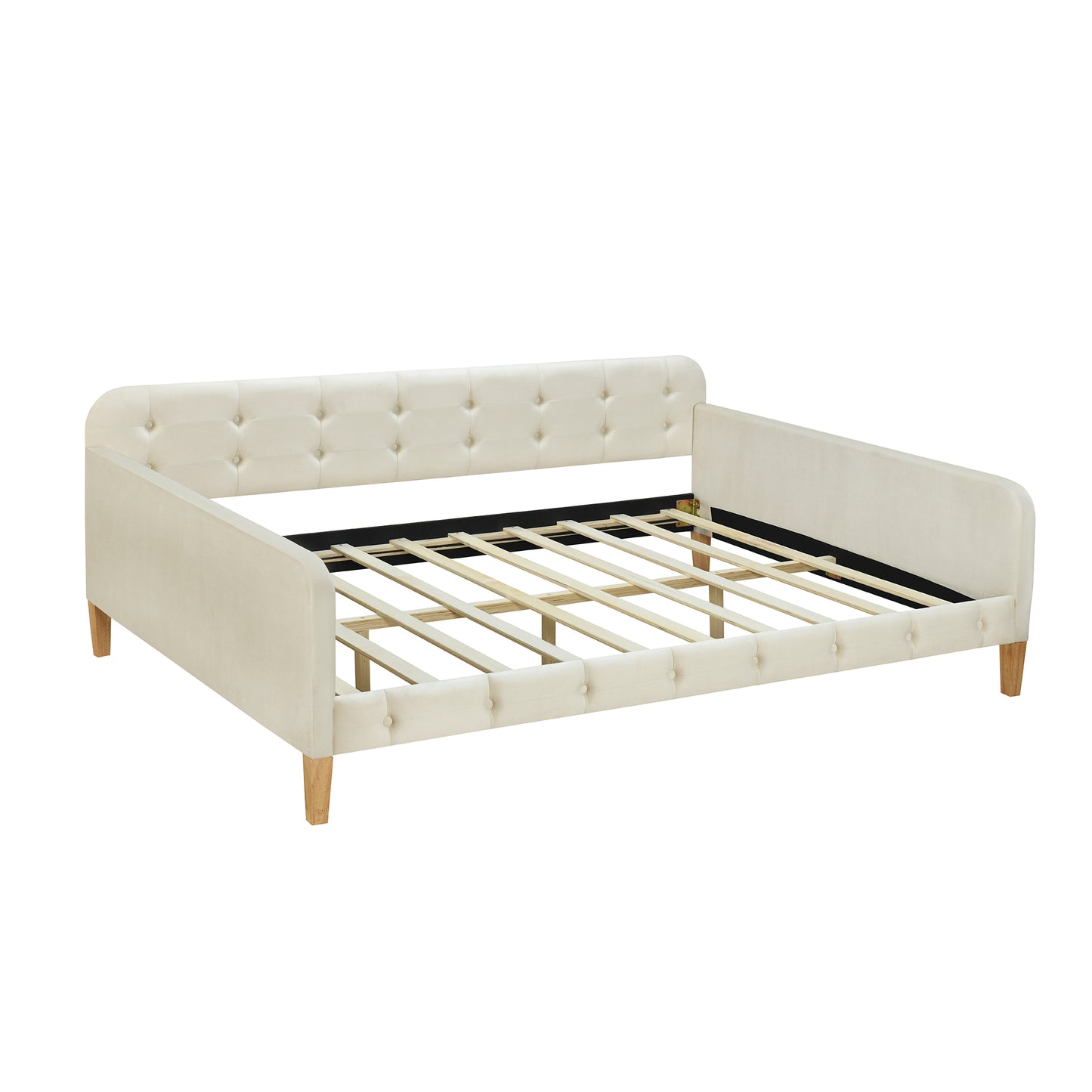 Full Size Upholstered Daybed with 4 Support Legs,White