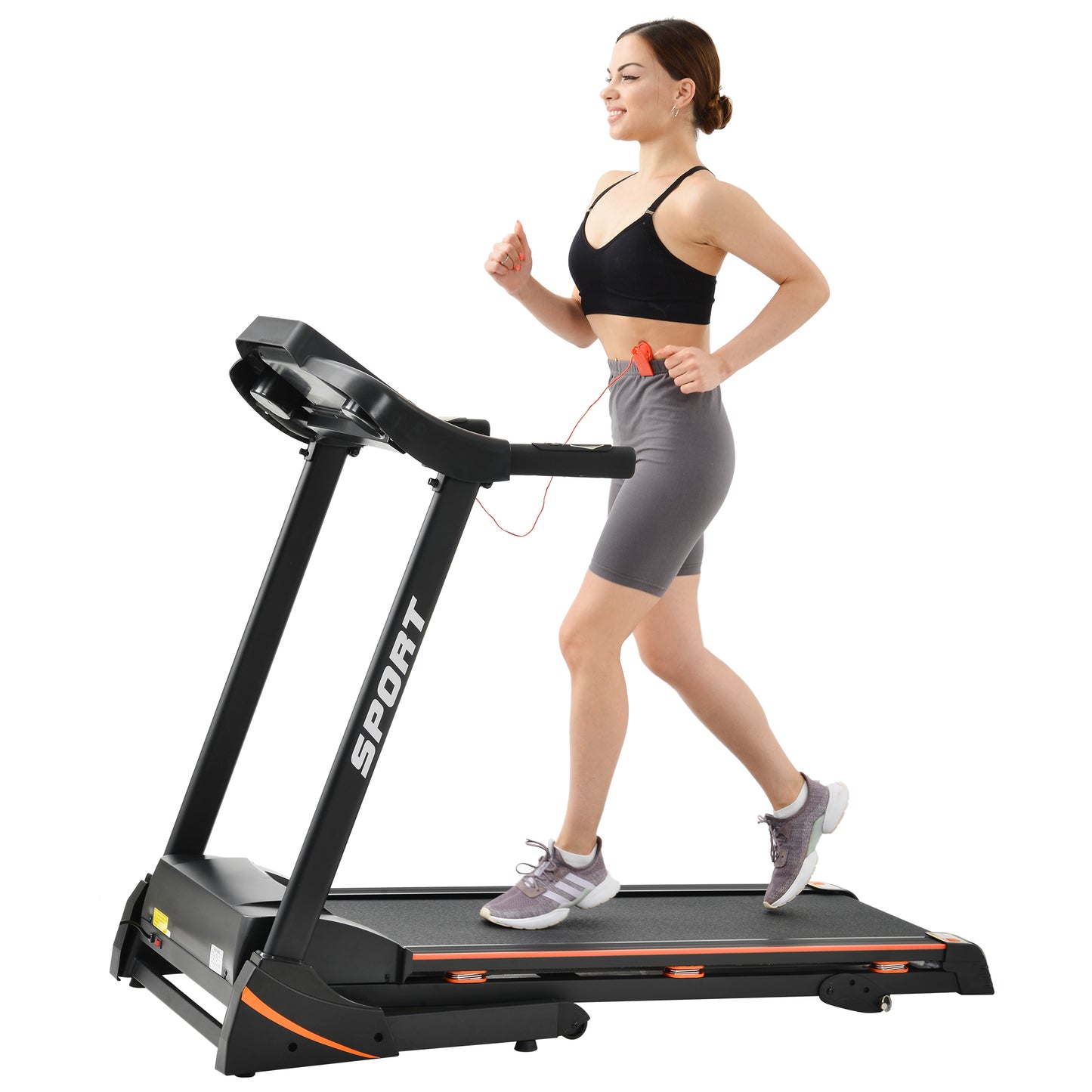 Folding Electric 3.5HP Treadmill With Incline Medium Running Machine Motorised LCD Gym 330lbs Folding Treadmill Electric Motorized Power 14.8KM/H Running Fitness Machine Gym(W54022178 Upgrade)