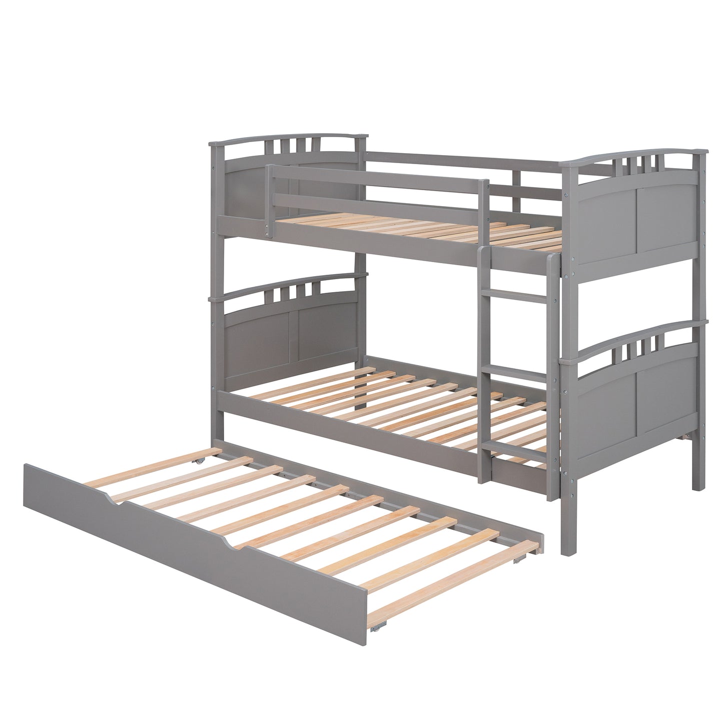 Separable Twin Over Twin Bunk Bed Set with Trundle - Charcoal Gray