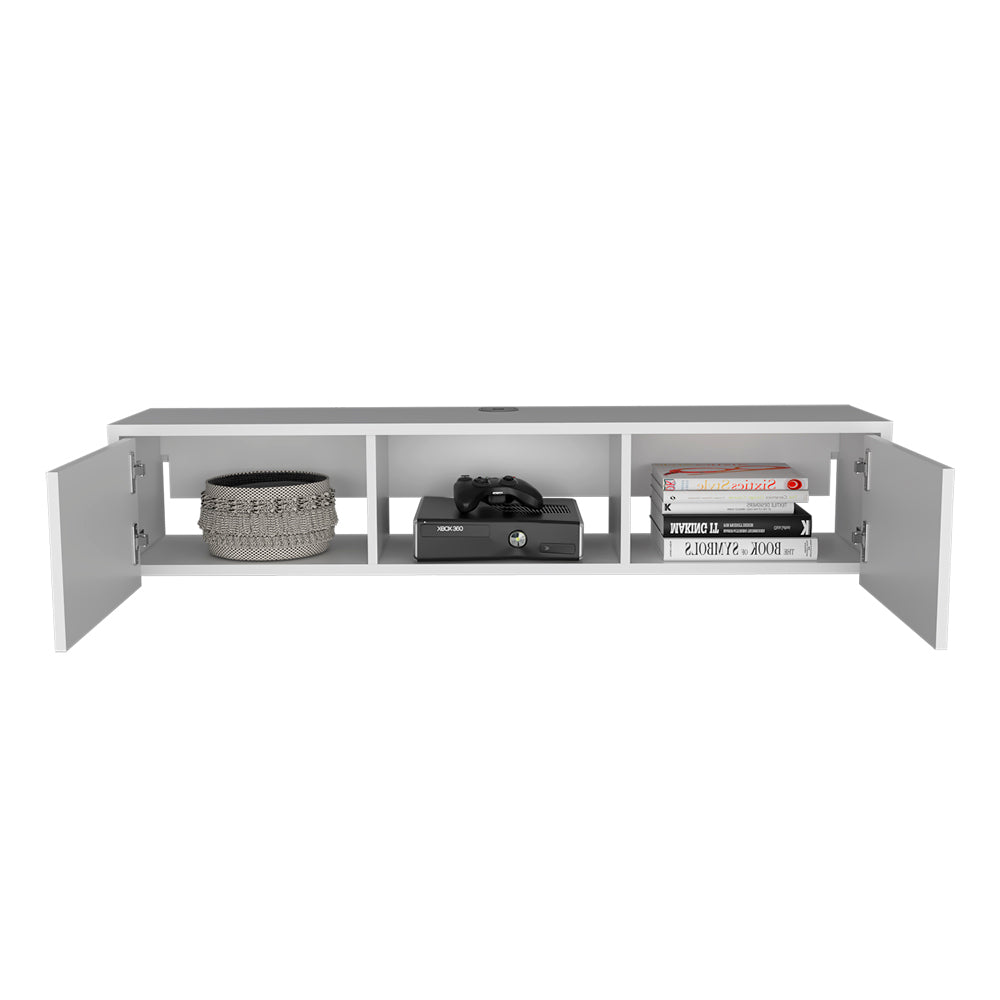 Elegant White TV Stand with Wall-Mount Design and Spacious Storage - Watson Series