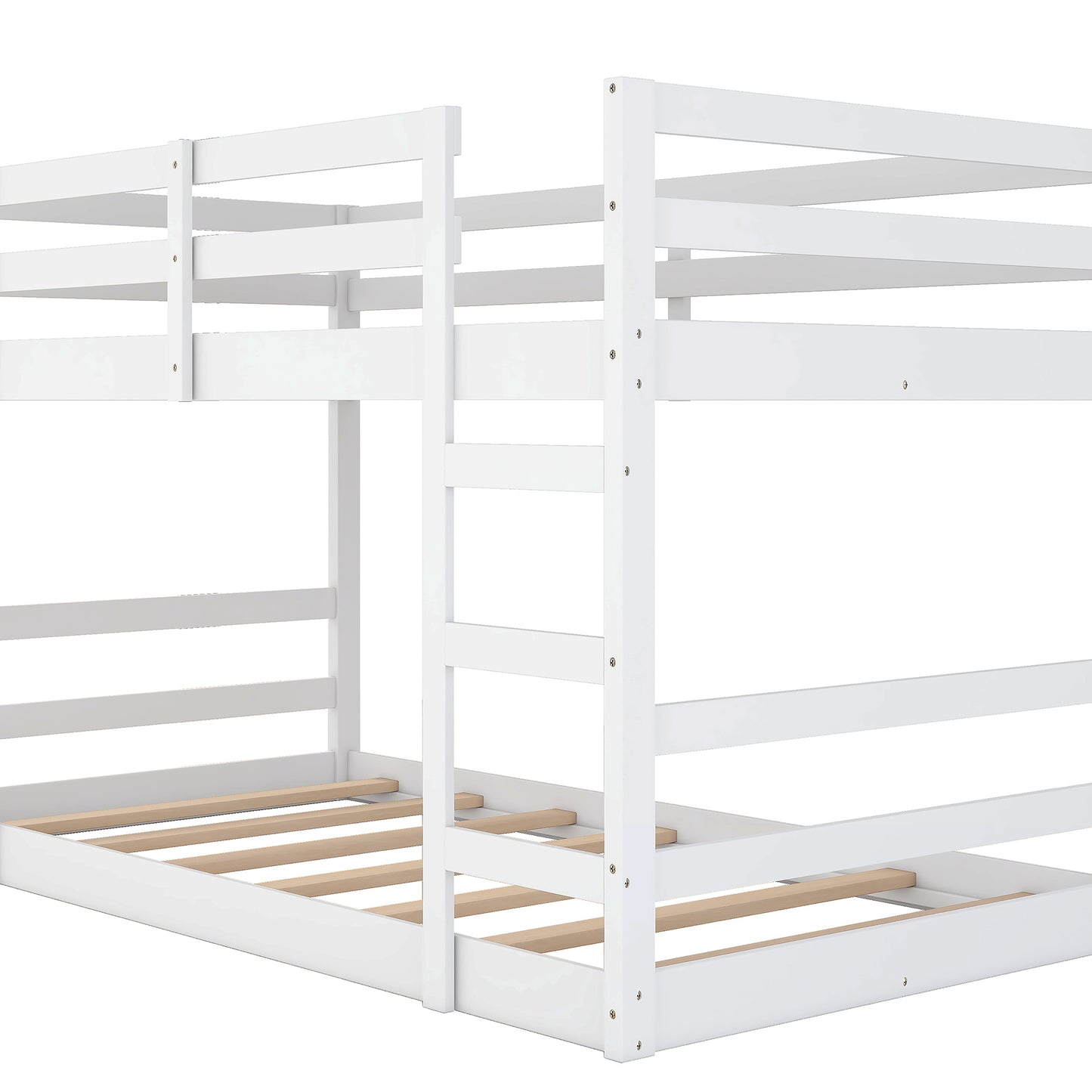 White Twin Bunk Bed with Ladder: Space-Saving Solid Pine Twin over Twin Bed