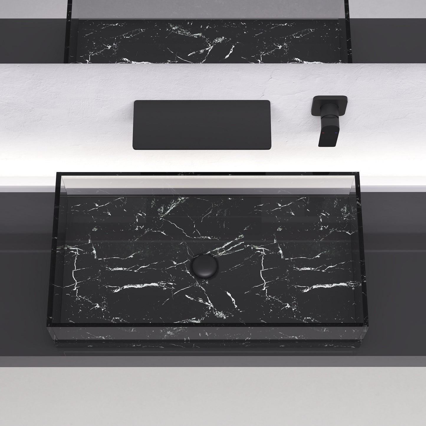 Modern Matte Black Waterfall Bathroom Faucet