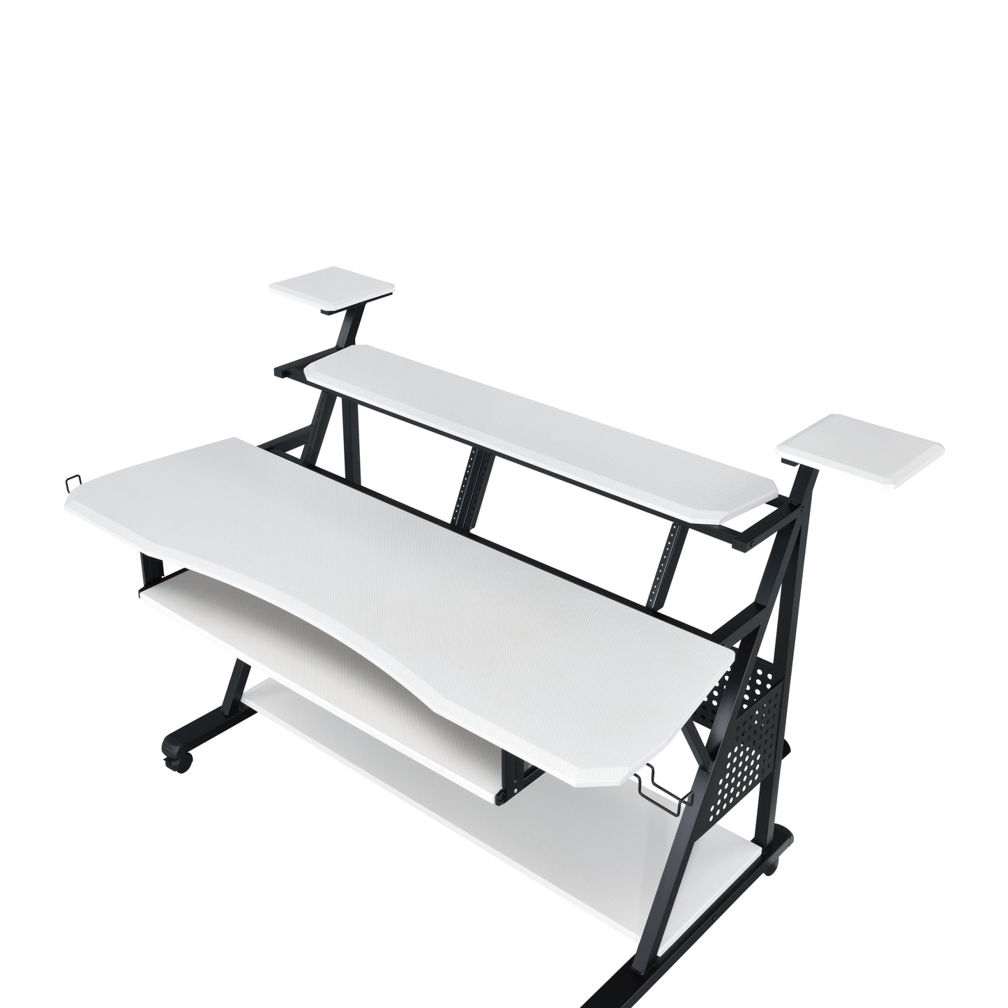 Sleek Willow Industrial Music Desk in White & Black Finish