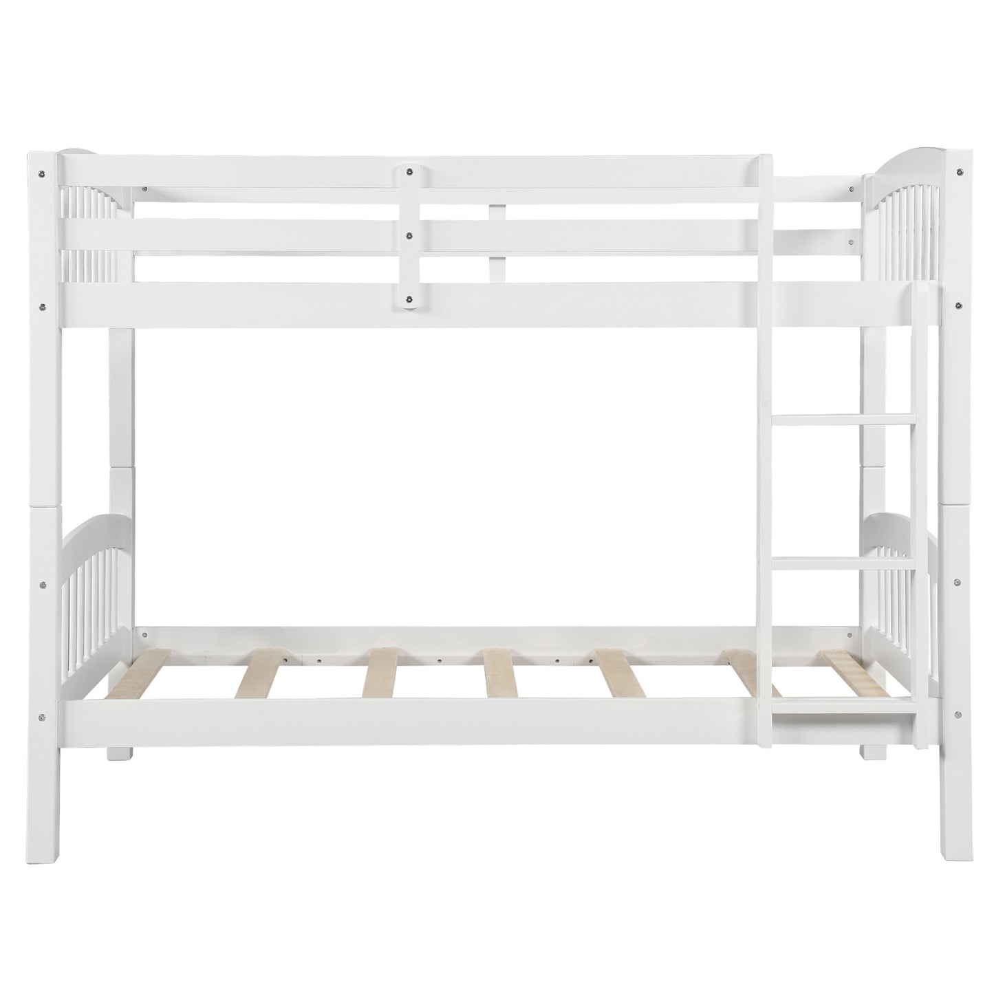 White Twin Bunk Bed with Ladder for Space Optimization