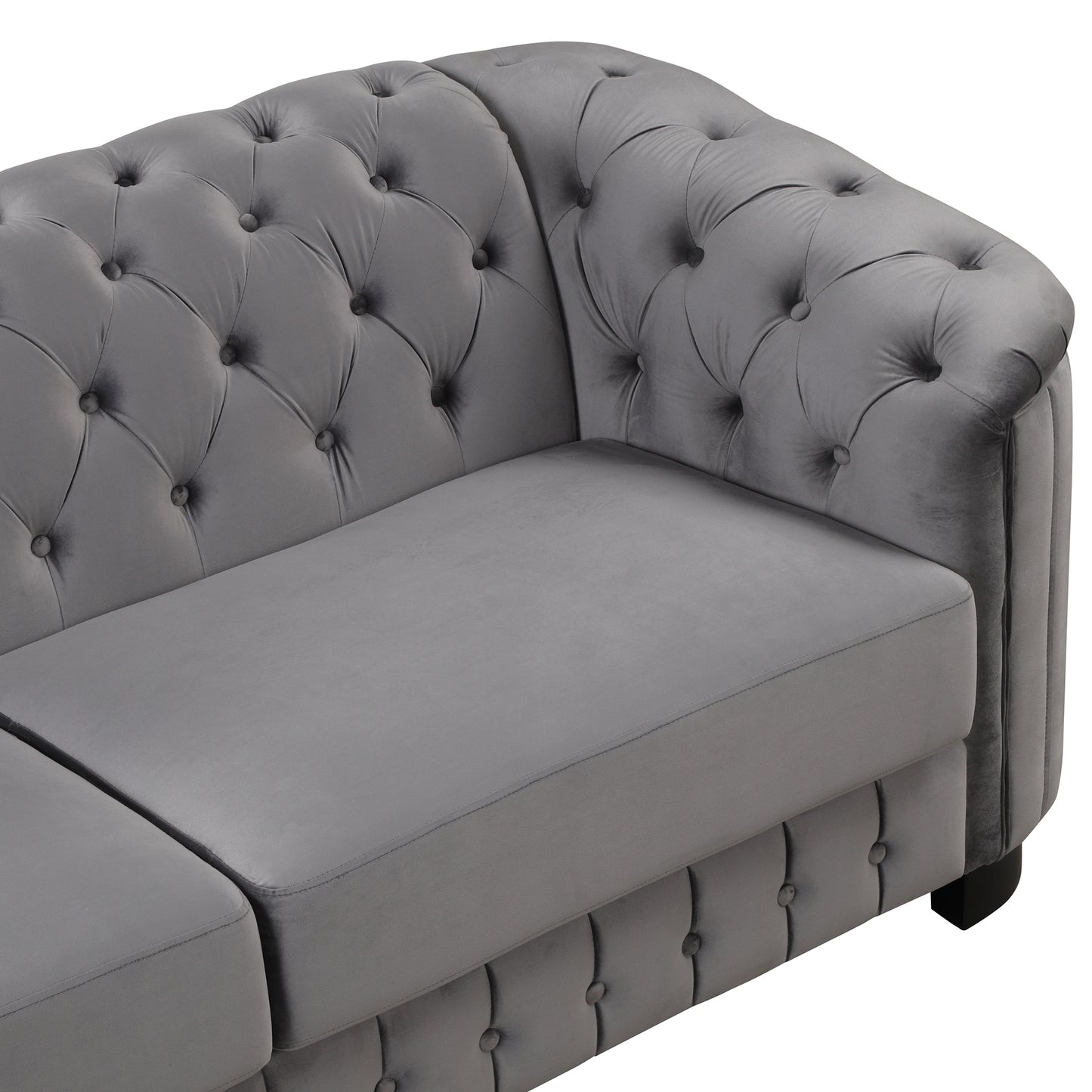 Modern Gray Velvet Loveseat Sofa with Removable Seat Cushion