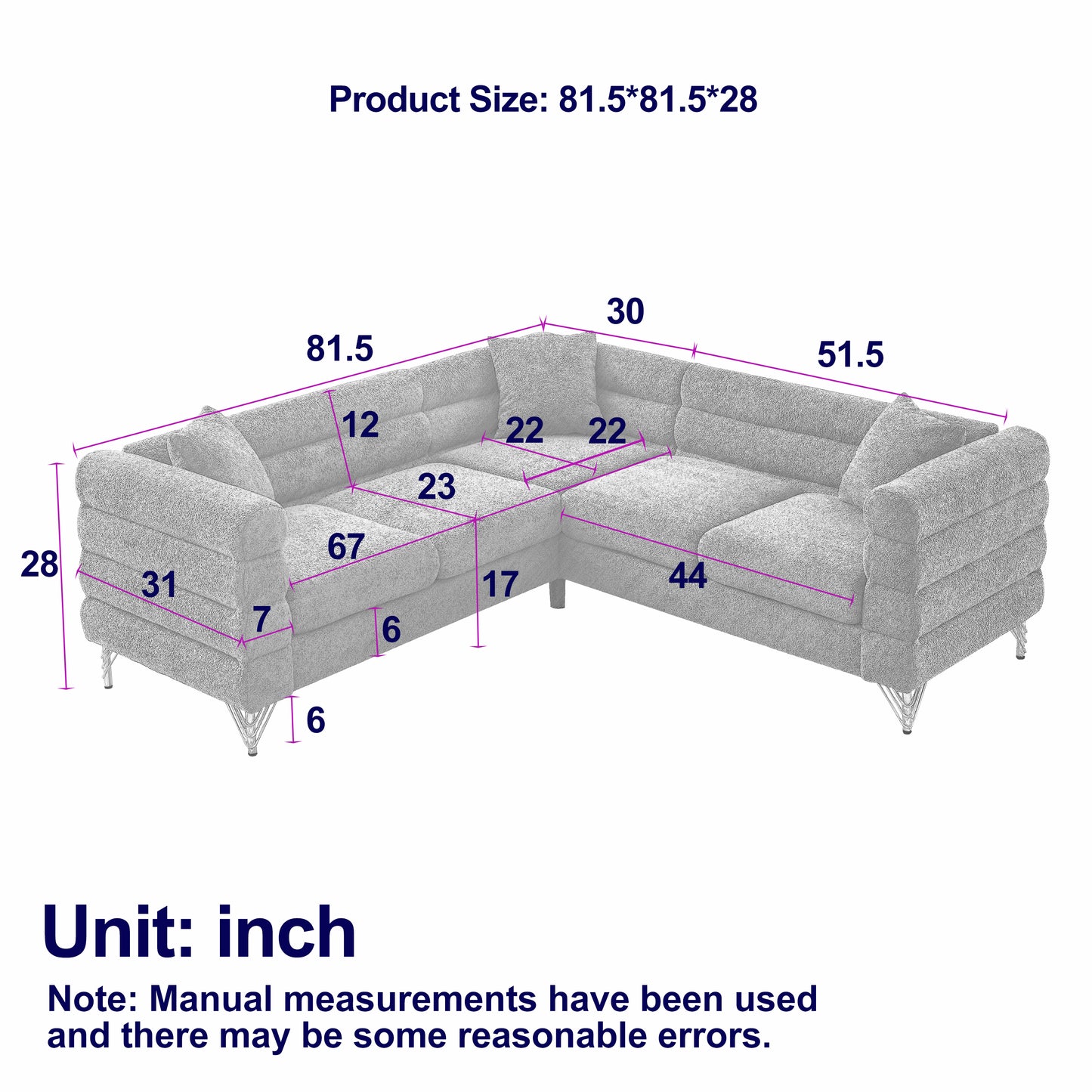 Oversized L-Shaped Sectional Sofa with Streamline Modern Design and Durable Construction