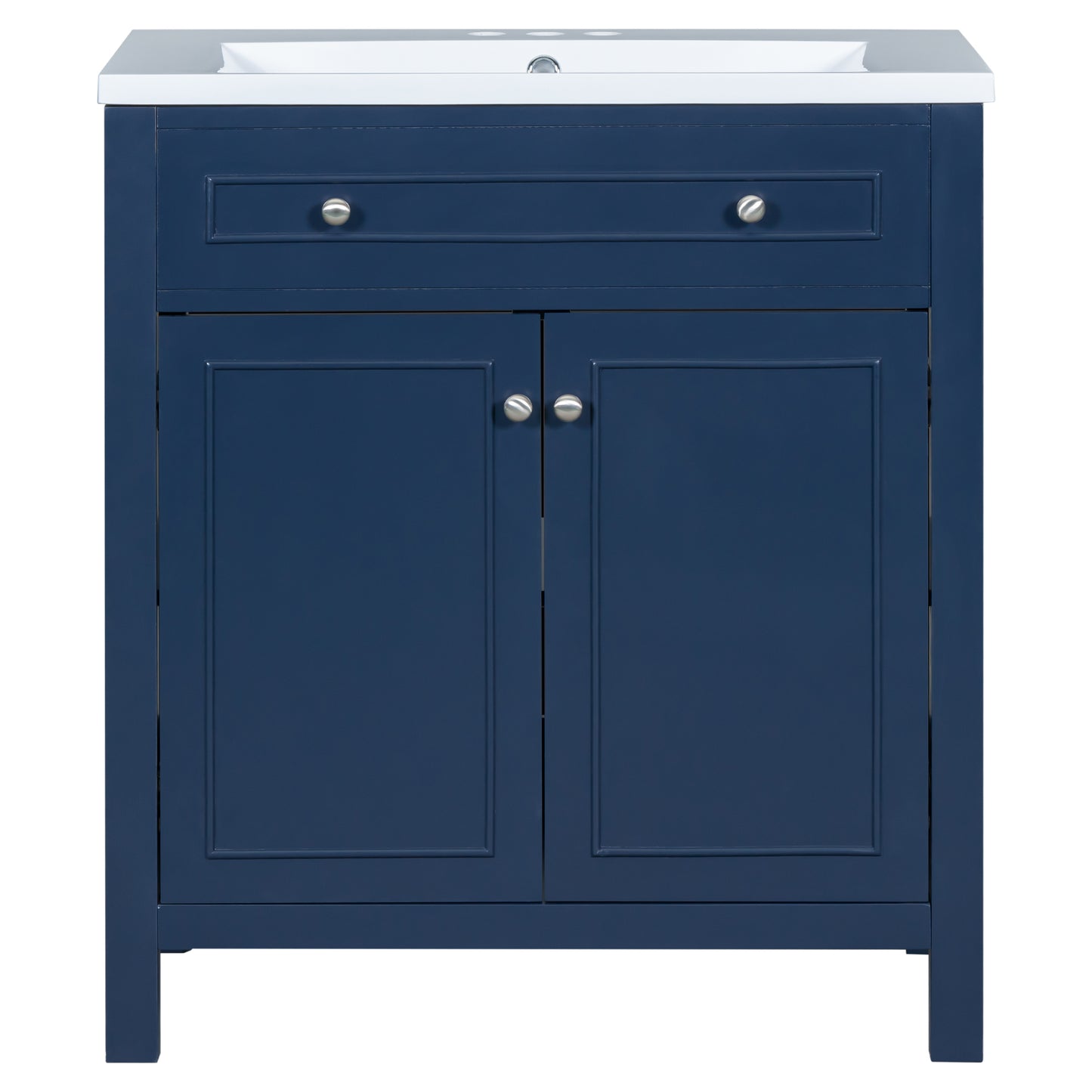 30" Bathroom Vanity Cabinet with Sink Top, Bathroom Storage Cabinet with Two Doors and Adjustable Shelf, Blue