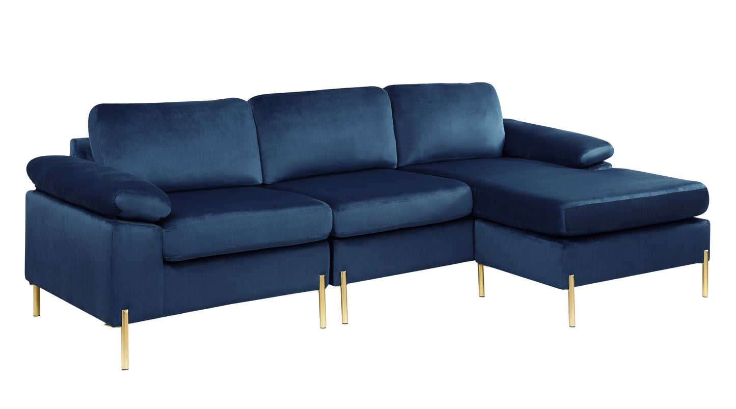 Shannon Velvet Sectional Sofa with Chaise