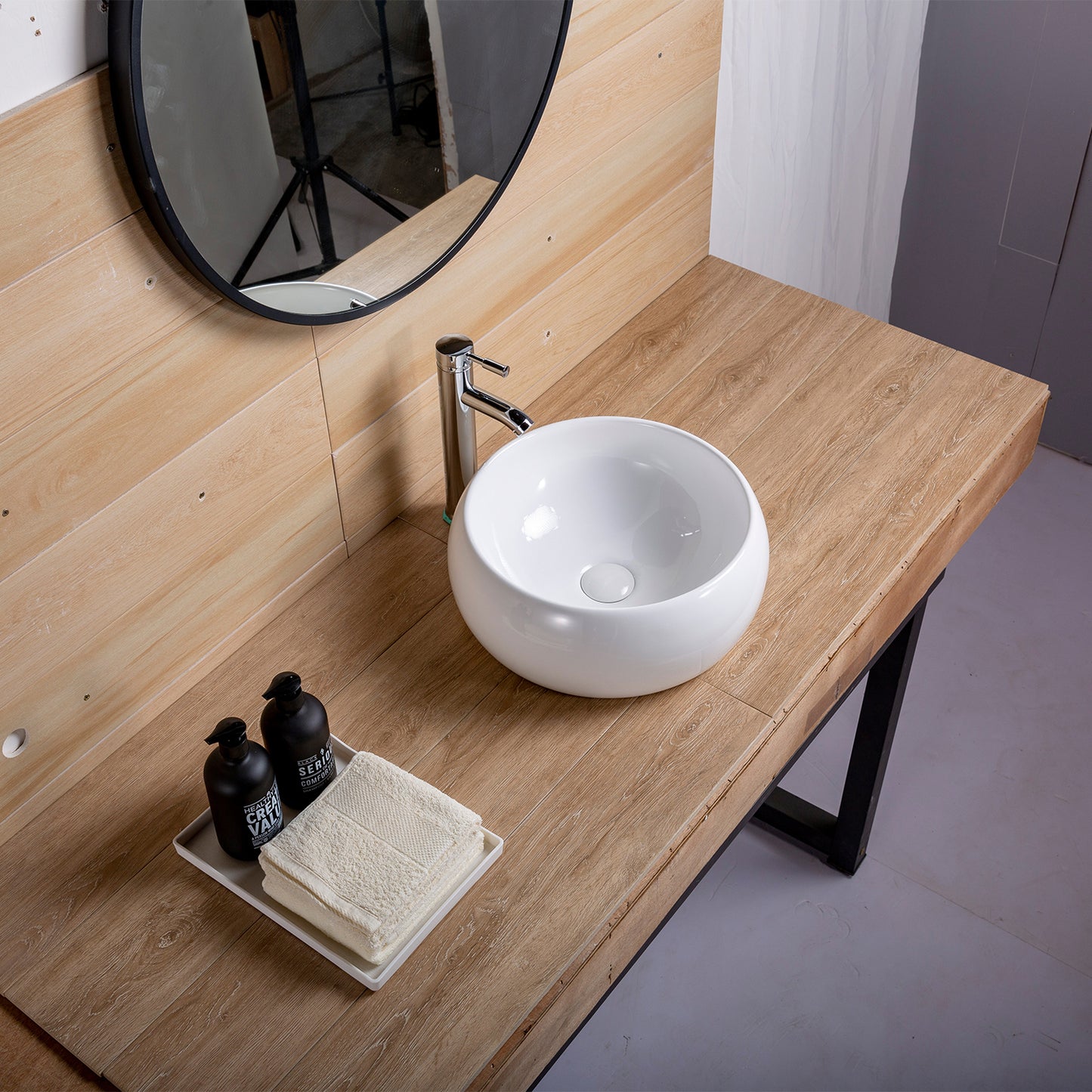 Vessel Bathroom Sink Basin in White Ceramic