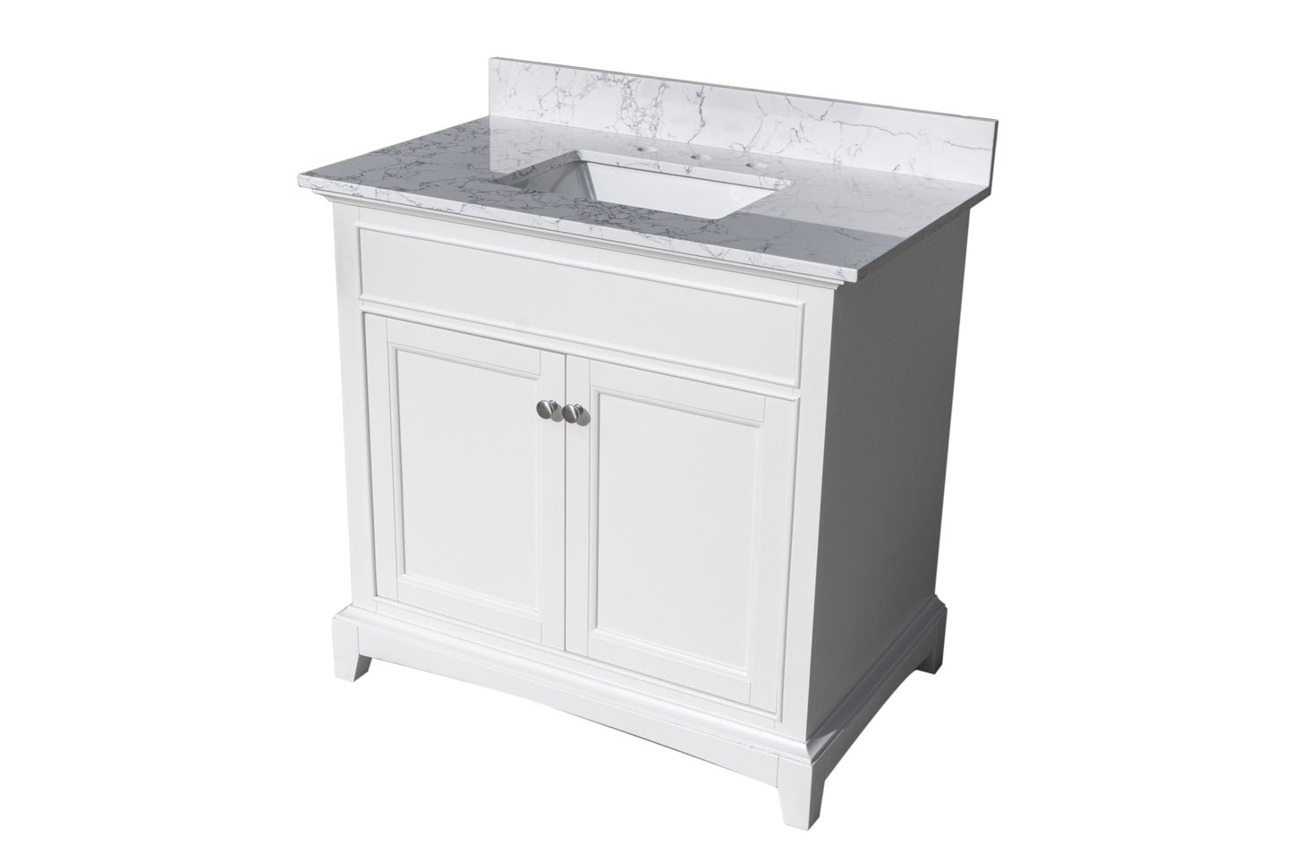 Montary 37"x 22" bathroom stone vanity top Carrara jade engineered marble color with undermount ceramic sink and 3 faucet hole with backsplash