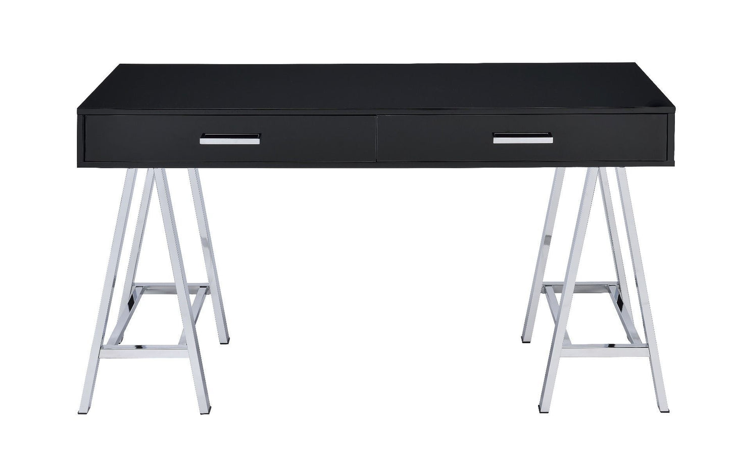 Contemporary Black Writing Desk with USB Port and Storage Drawers