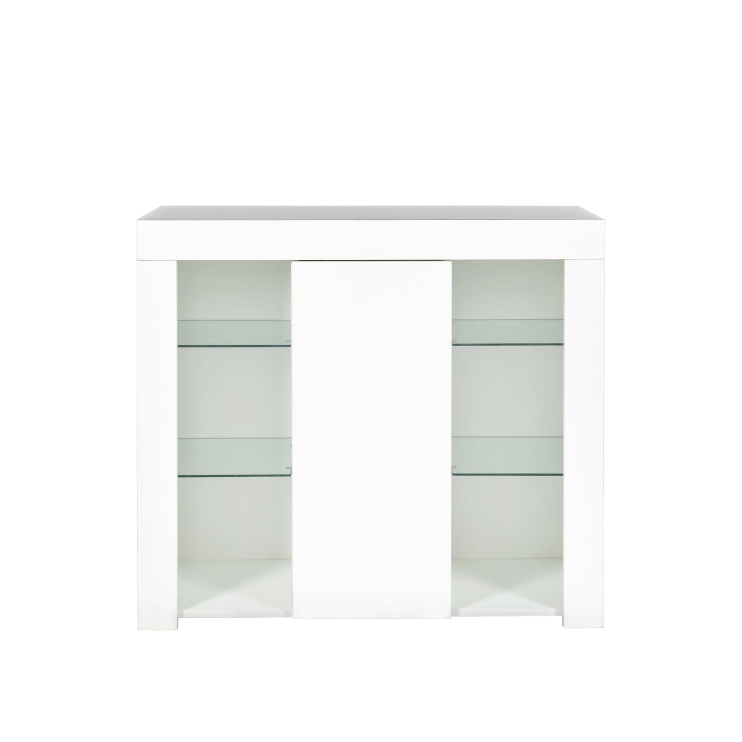 Contemporary LED Black High Gloss Sideboard with Ample Storage and Multi-Color Lights