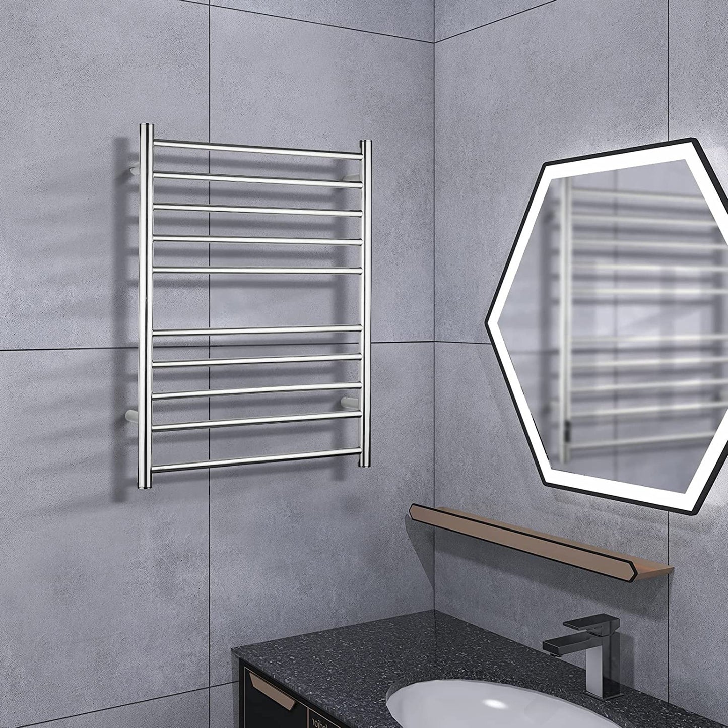 Wall-Mounted Electric Towel Warmer with 10 Stainless Steel Bars