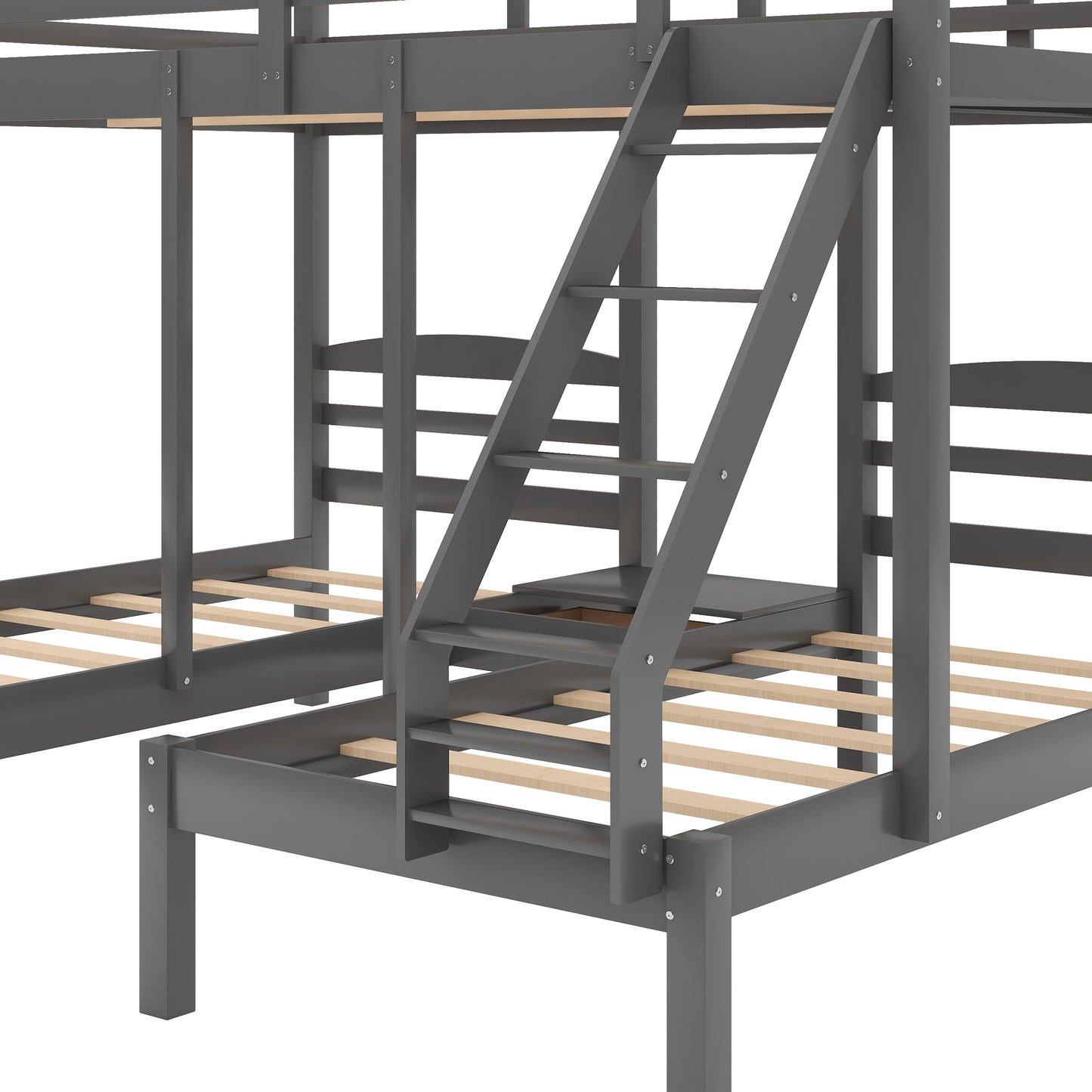 Gray Triple Bunk Bed with Full over Twin & Twin