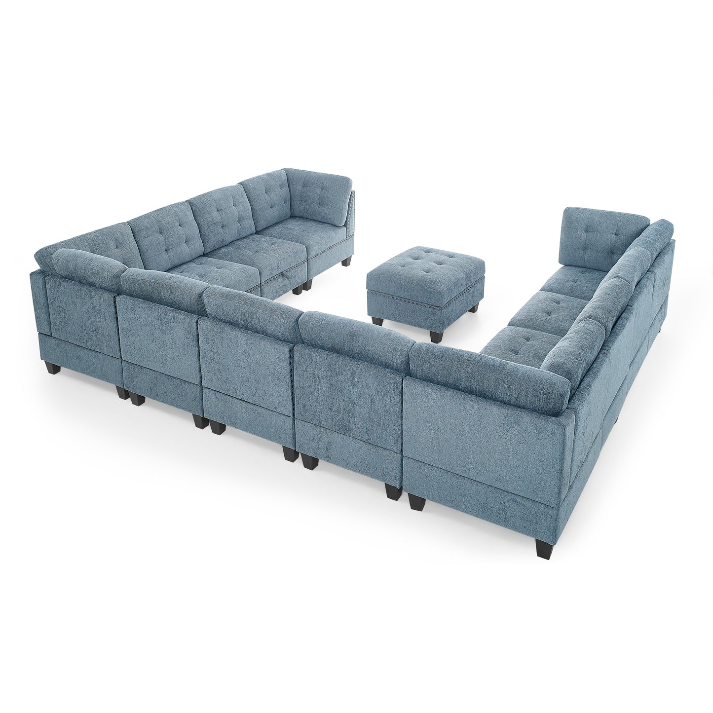 Navy Blue DIY Modular Sectional Sofa with Storage