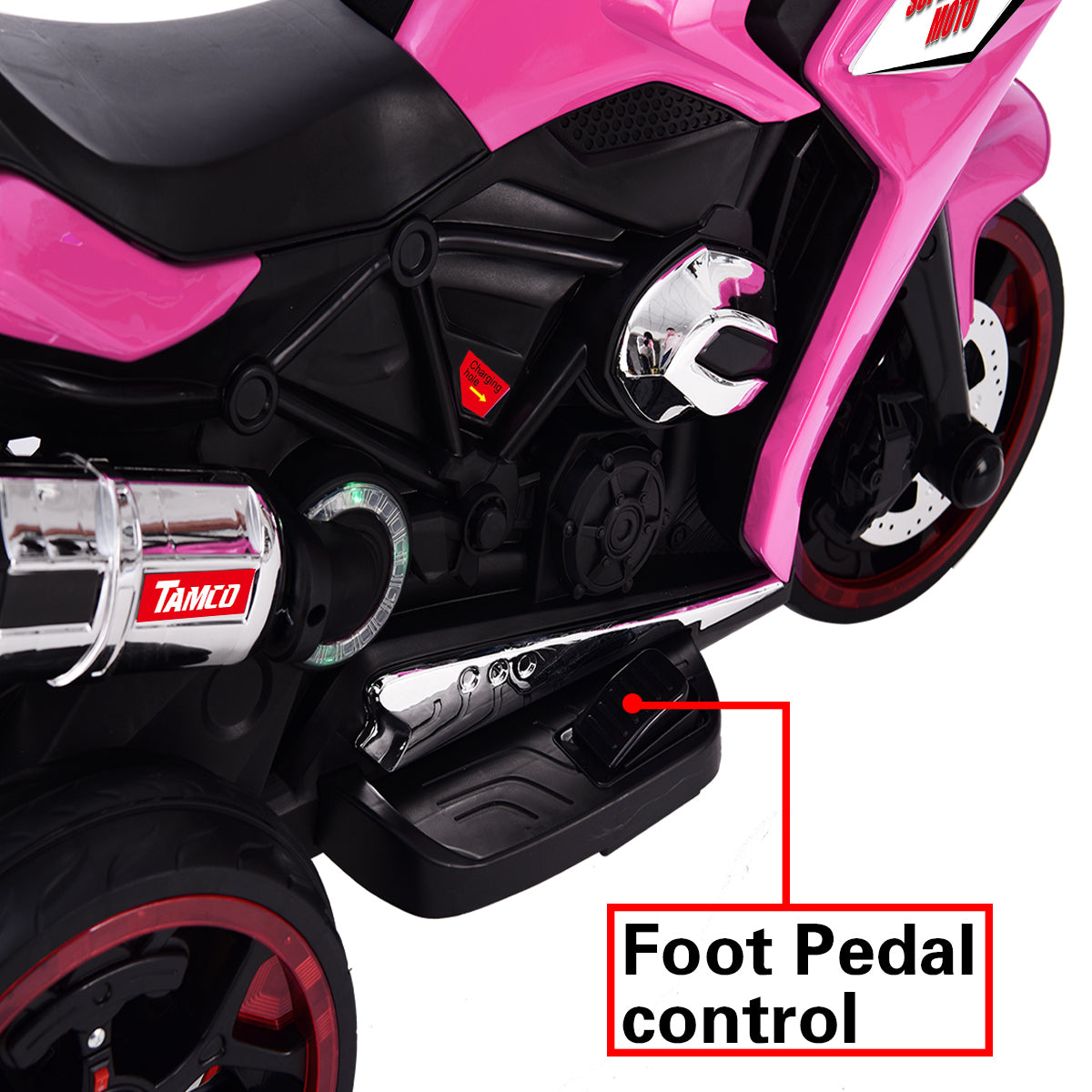 Girls Pink 12V Electric 3-Wheel Ride-On Motorcycle