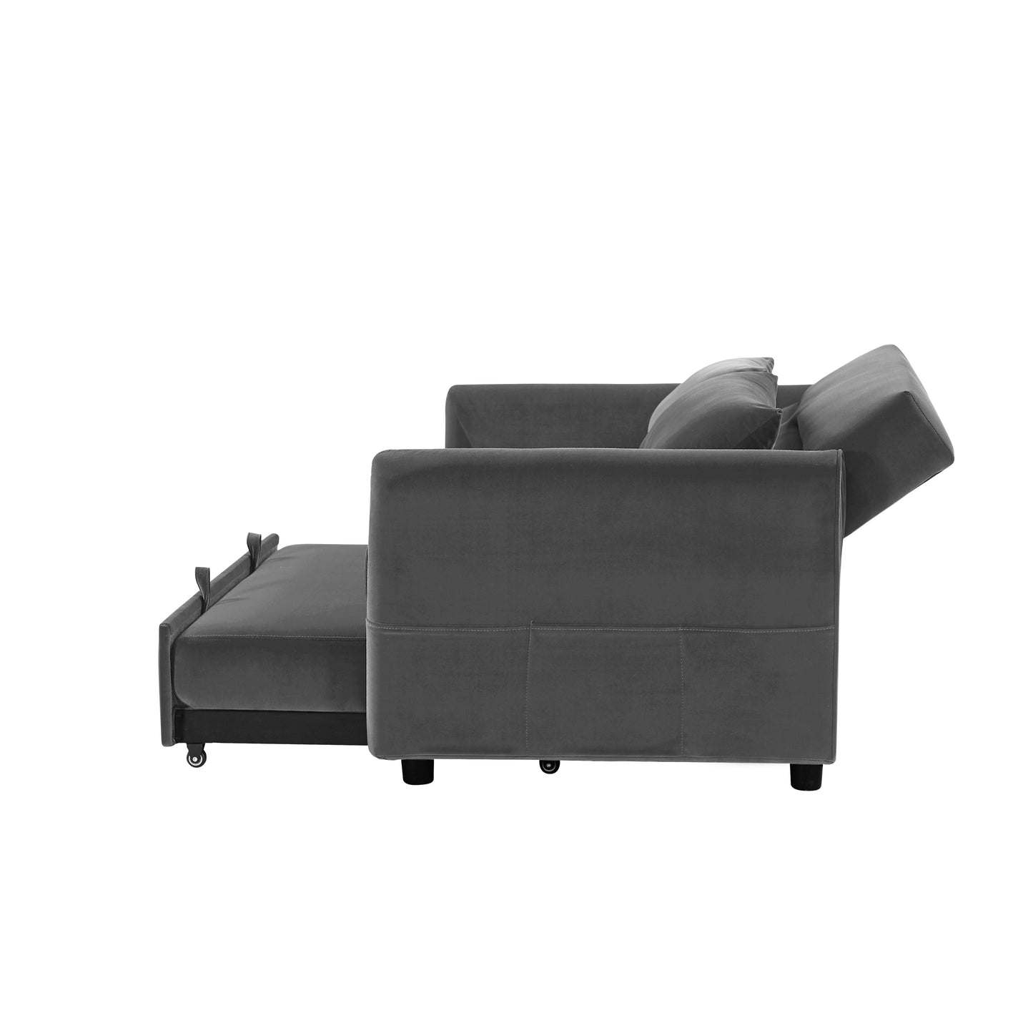 Convertible Dark Gray Sofa Bed with Adjustable Backrest