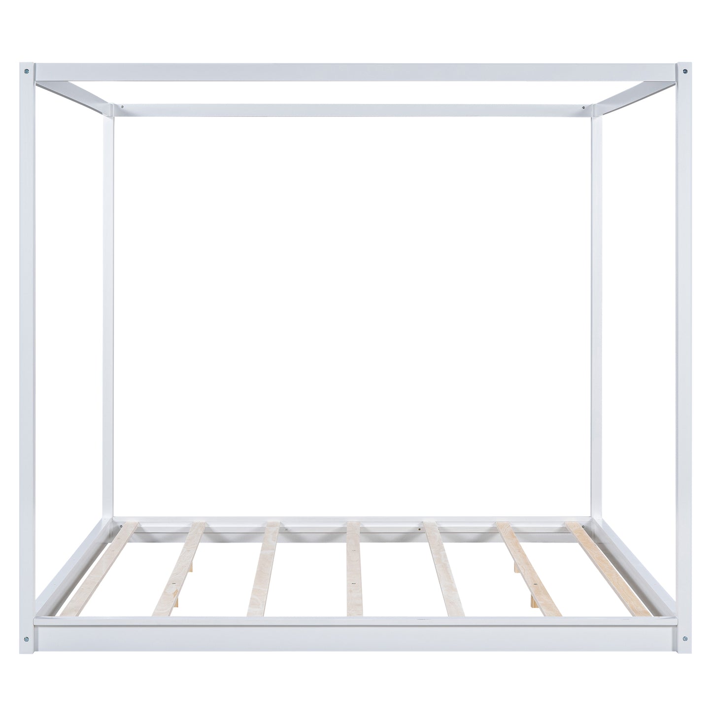 King Size Canopy Platform Bed with Support Legs,White