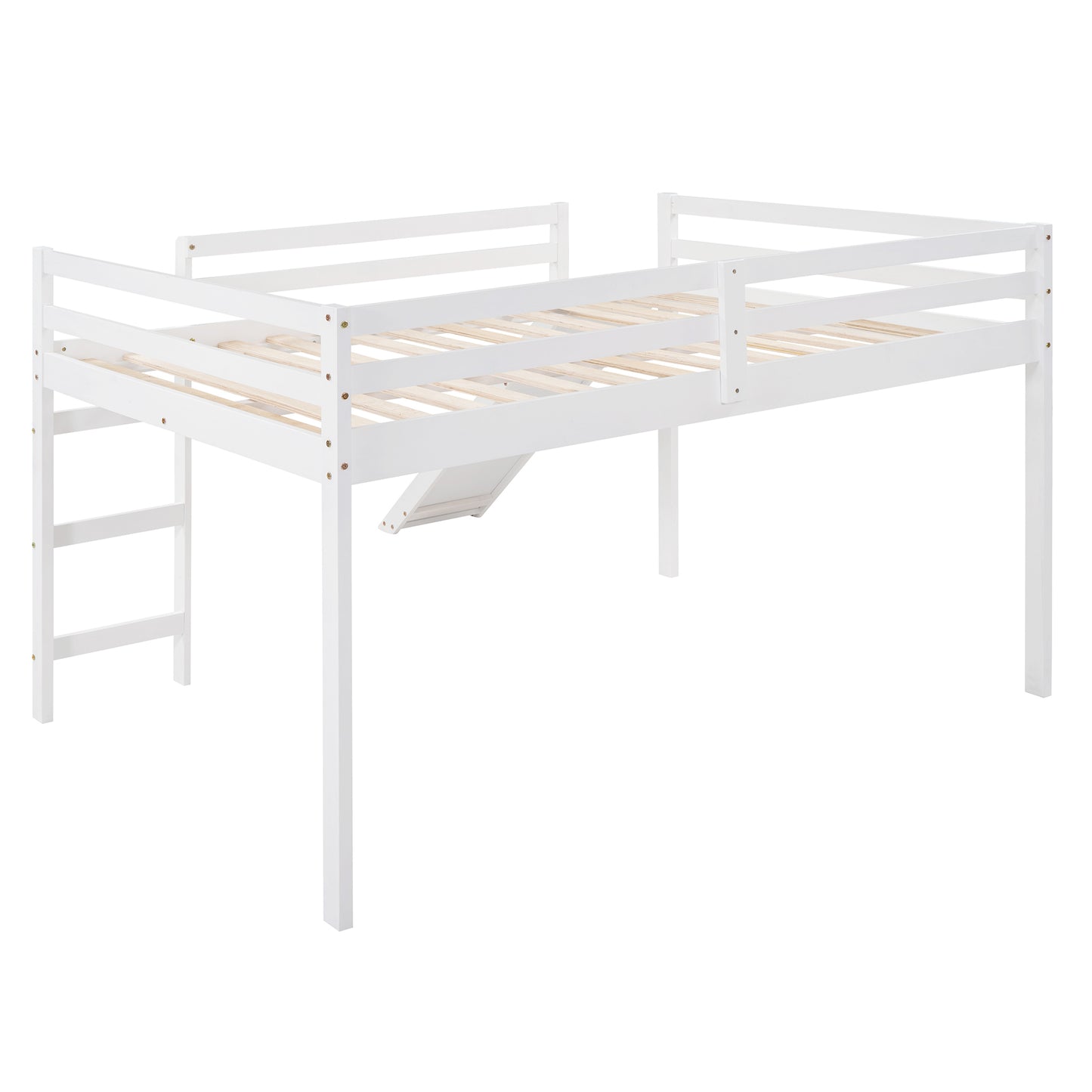 Loft Bed with Slide, Multifunctional Design, Full (White)( :WF281157AAK)