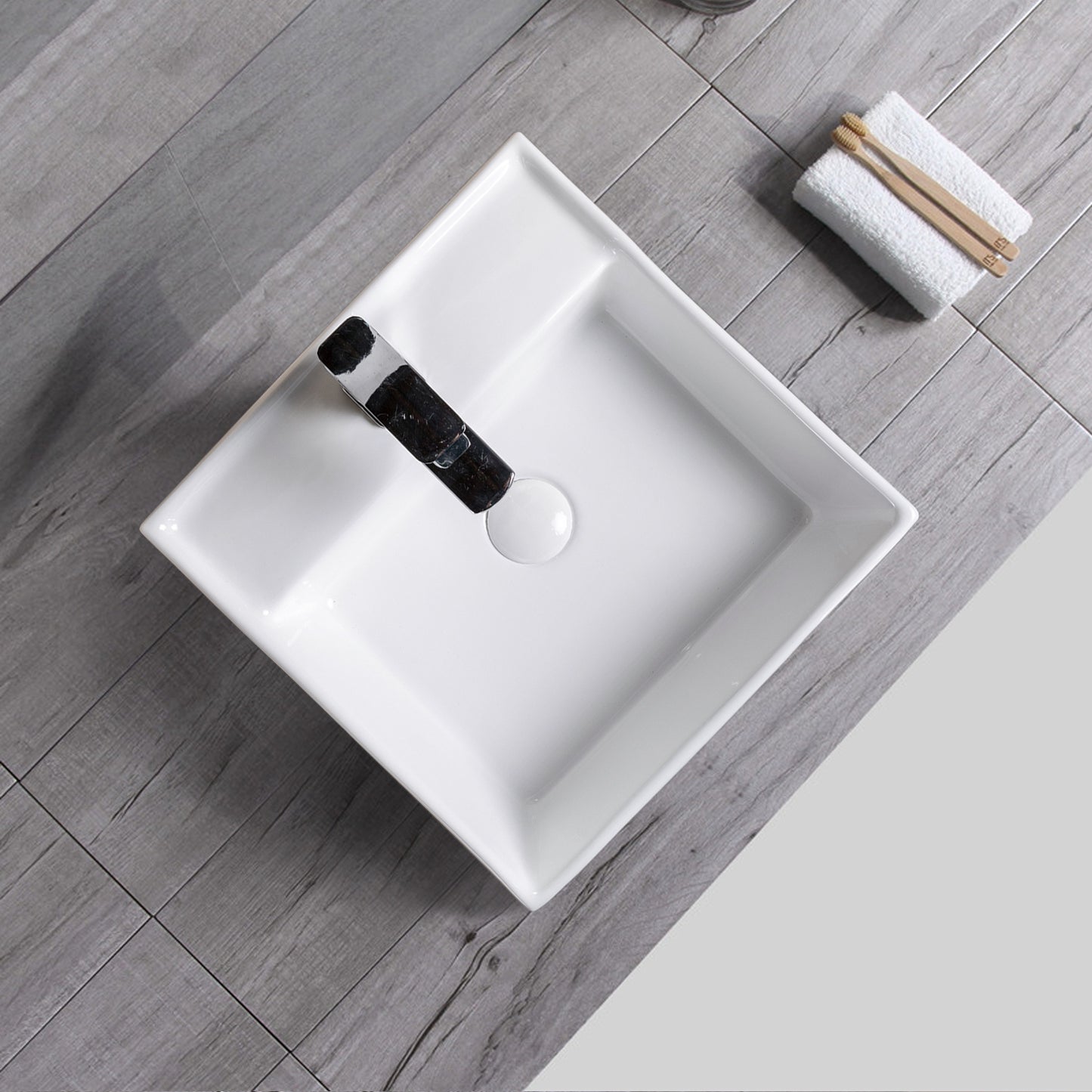 Vessel  Bathroom Sink Basin in White Ceramic