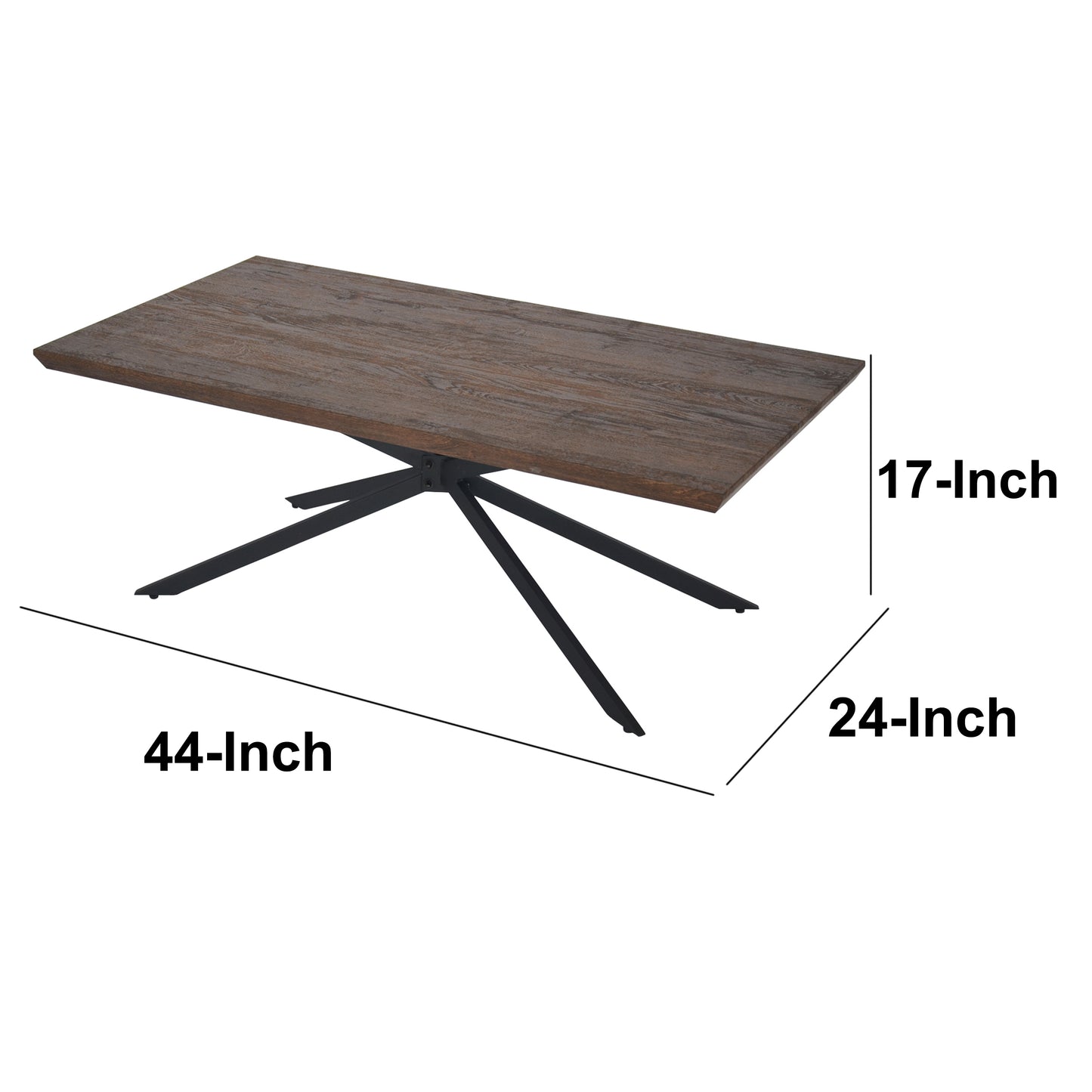 Wooden Coffee Table with Boomerang Legs in Sonoma Brown and Black