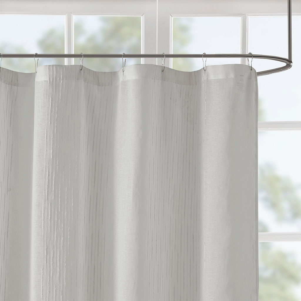 Elegant Grey and White Striped Sheer Shower Curtain