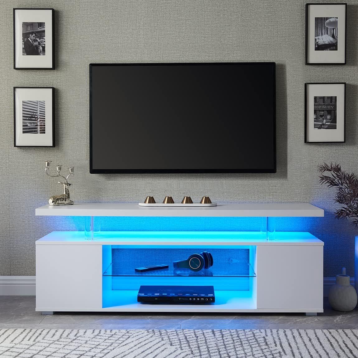 TV Stand with Color-Contrasting Design and Spacious Storage Unit