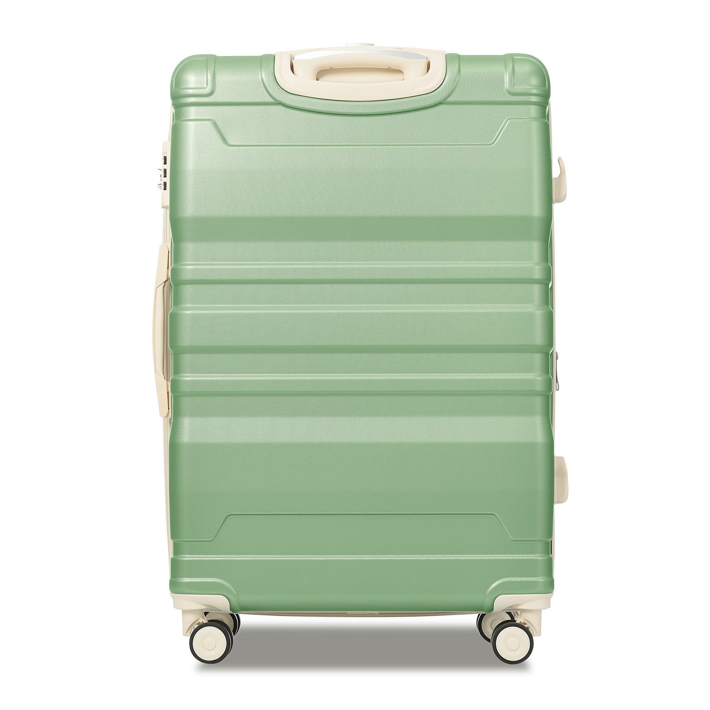 Luggage Sets New Model Expandable ABS Hardshell 3pcs Clearance Luggage Hardside Lightweight Durable Suitcase sets Spinner Wheels Suitcase with TSA Lock 20''24''28''(grass green and beige)