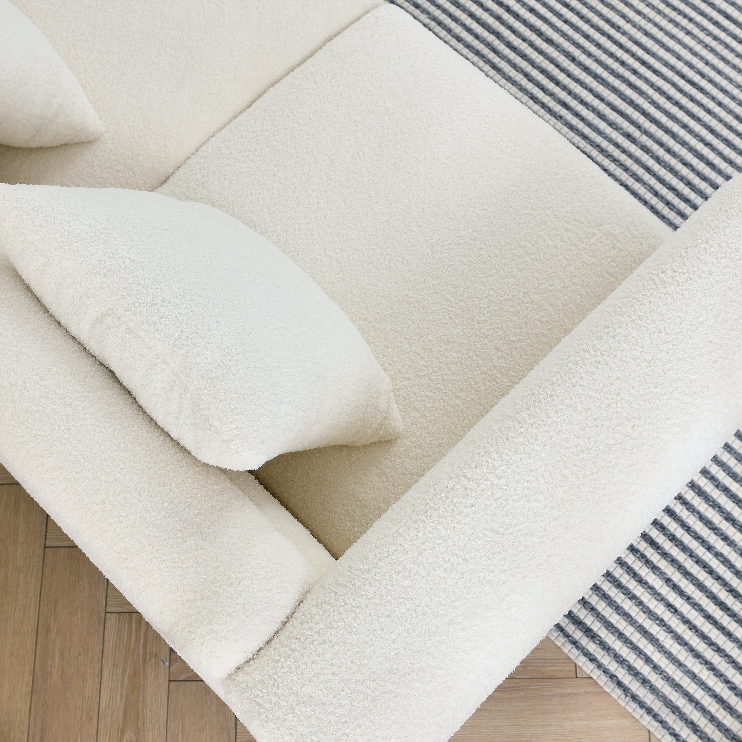 Ivory White Teddy 3-Seater + 2-Seater Modern Sofa Combination