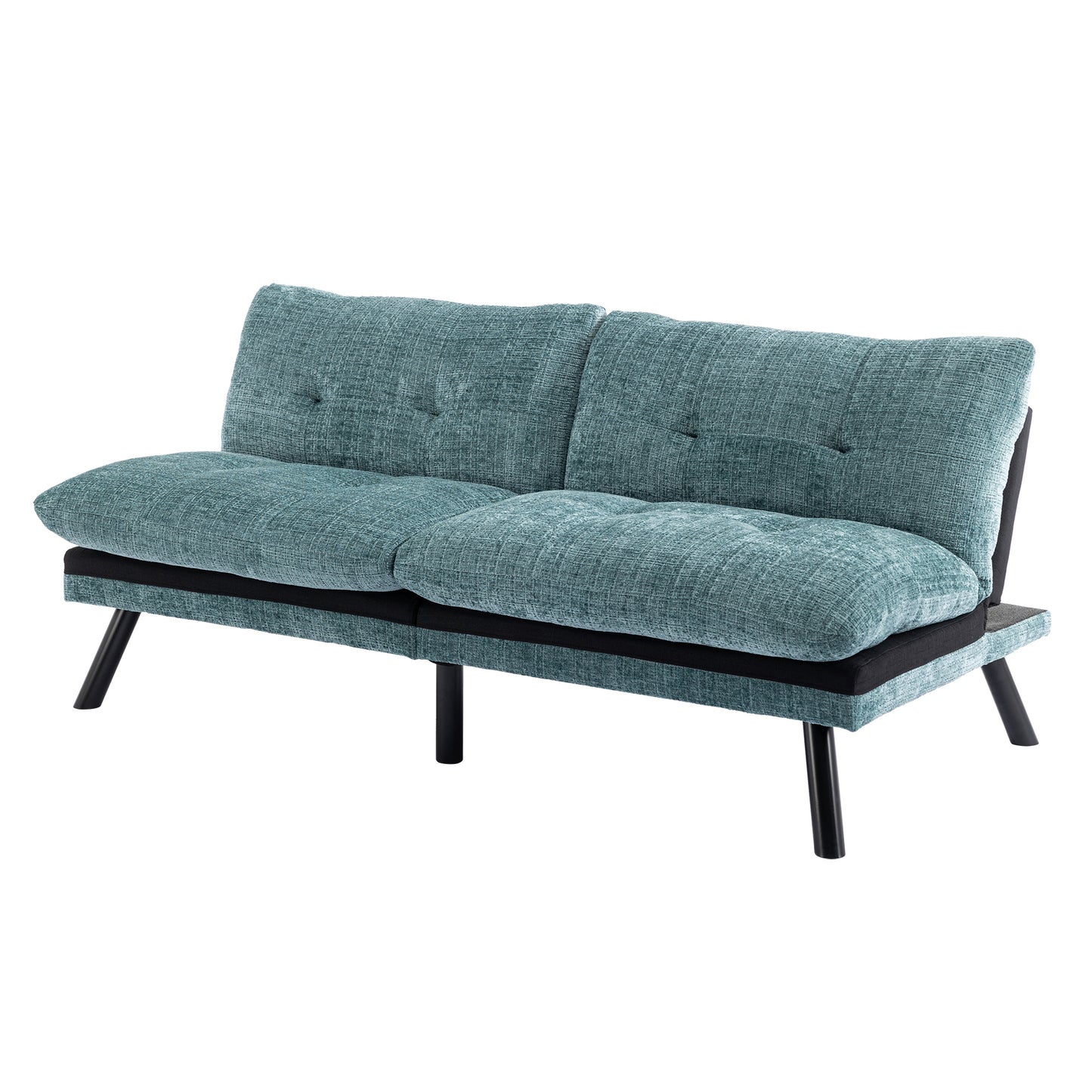 Convertible Sofa Bed  Loveseat Futon Bed Breathable Adjustable Lounge Couch with Metal Legs,Futon Sets for Compact Living Space  Chenille- Mint Green