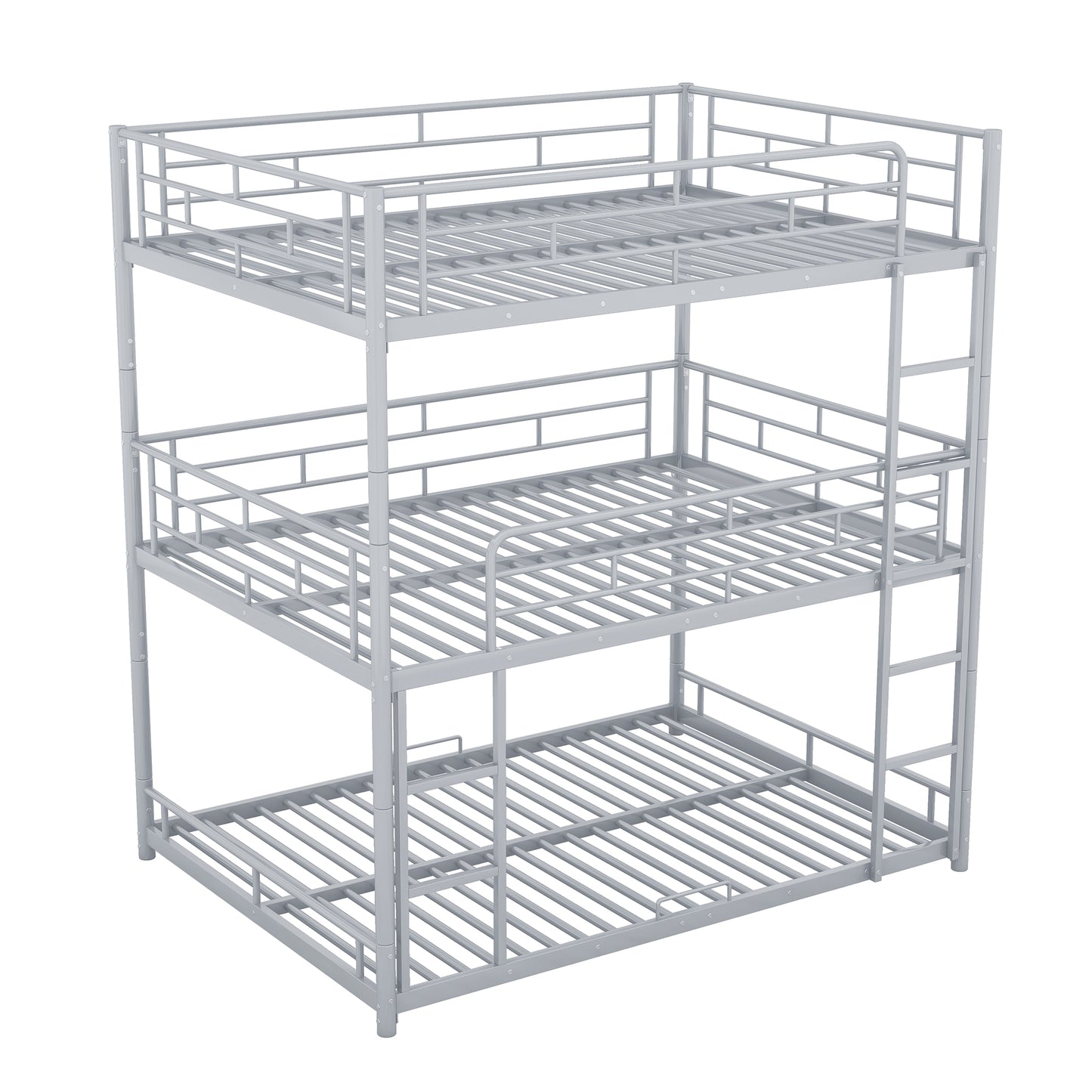 Silver Metal Triple Bunk Bed for Full Size