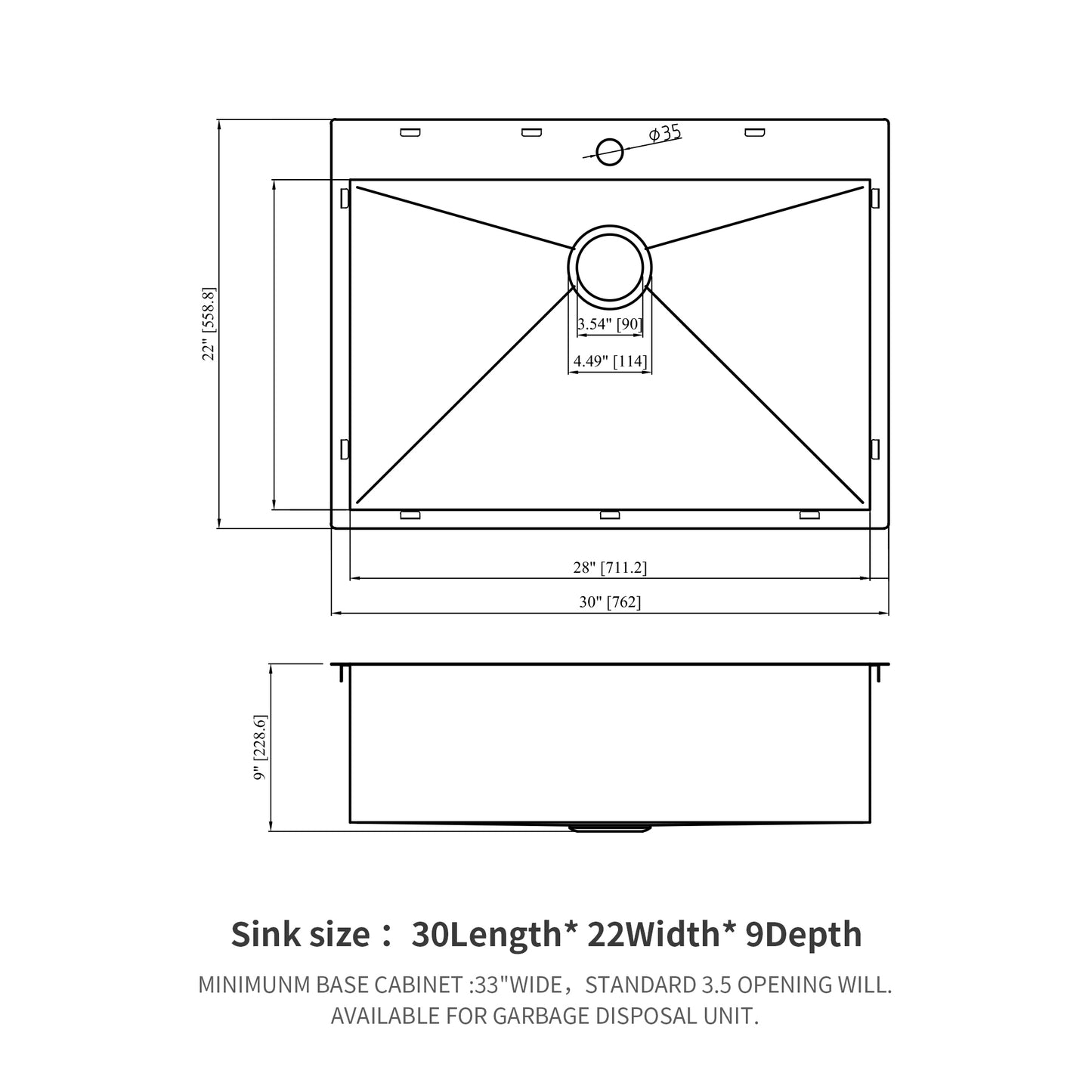 Gunmetal Black Stainless Steel Drop-In Single Bowl Kitchen Sink