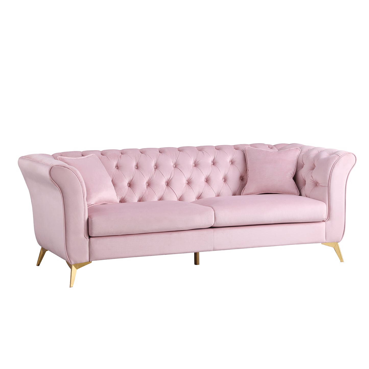 Chesterfield sofa ,Stanford sofa ,  high quality Chesterfield sofa ,pink color , tufted and wrinkled fabric  sofa;contemporary Stanford sofa ; tufted sofa with scroll  arm and scroll back