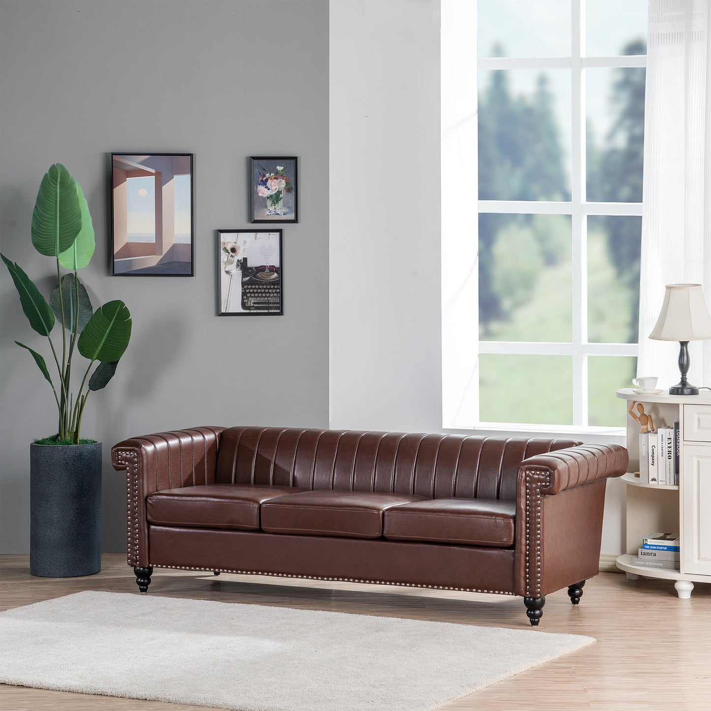 Traditional Square Arm 3 Seater Sofa with Removable Cushions