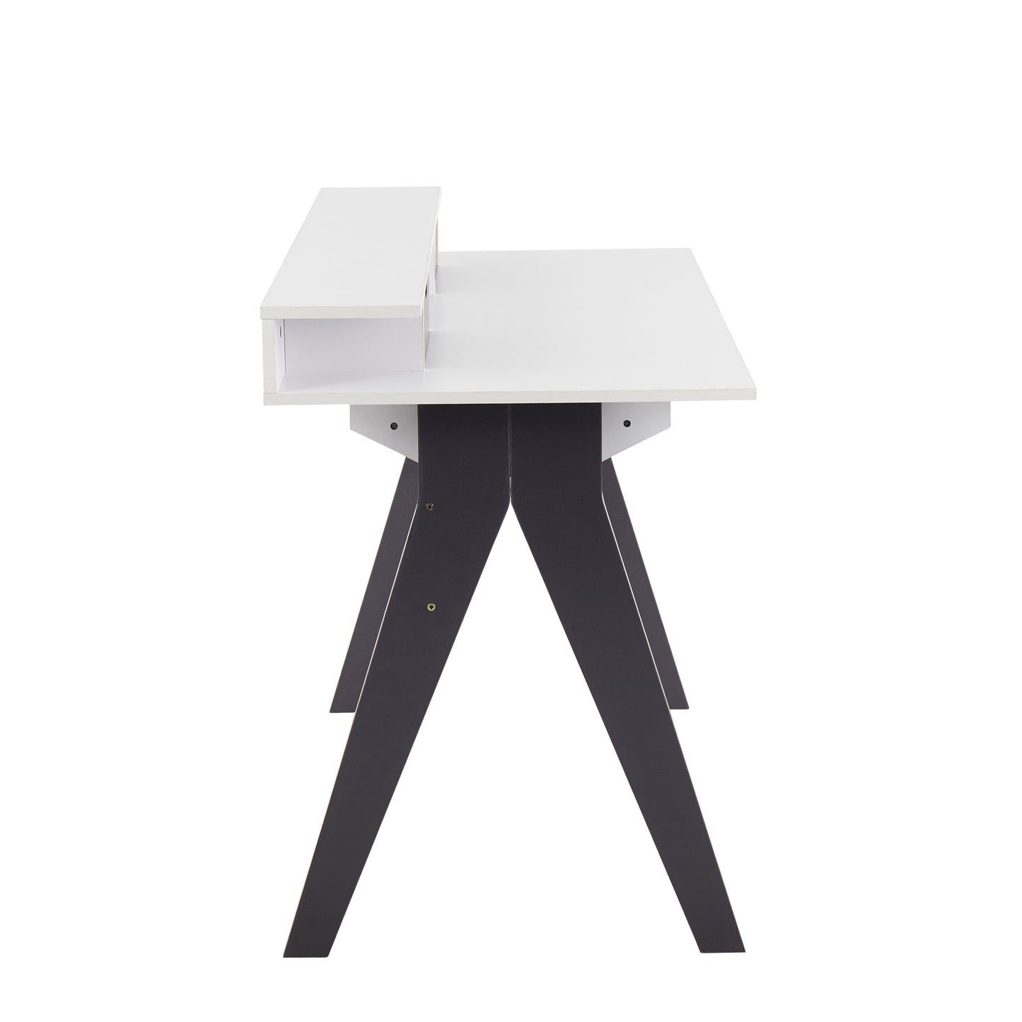 LumiSource Sleek Grey and White Wood Desk with Pull-Out Drawers