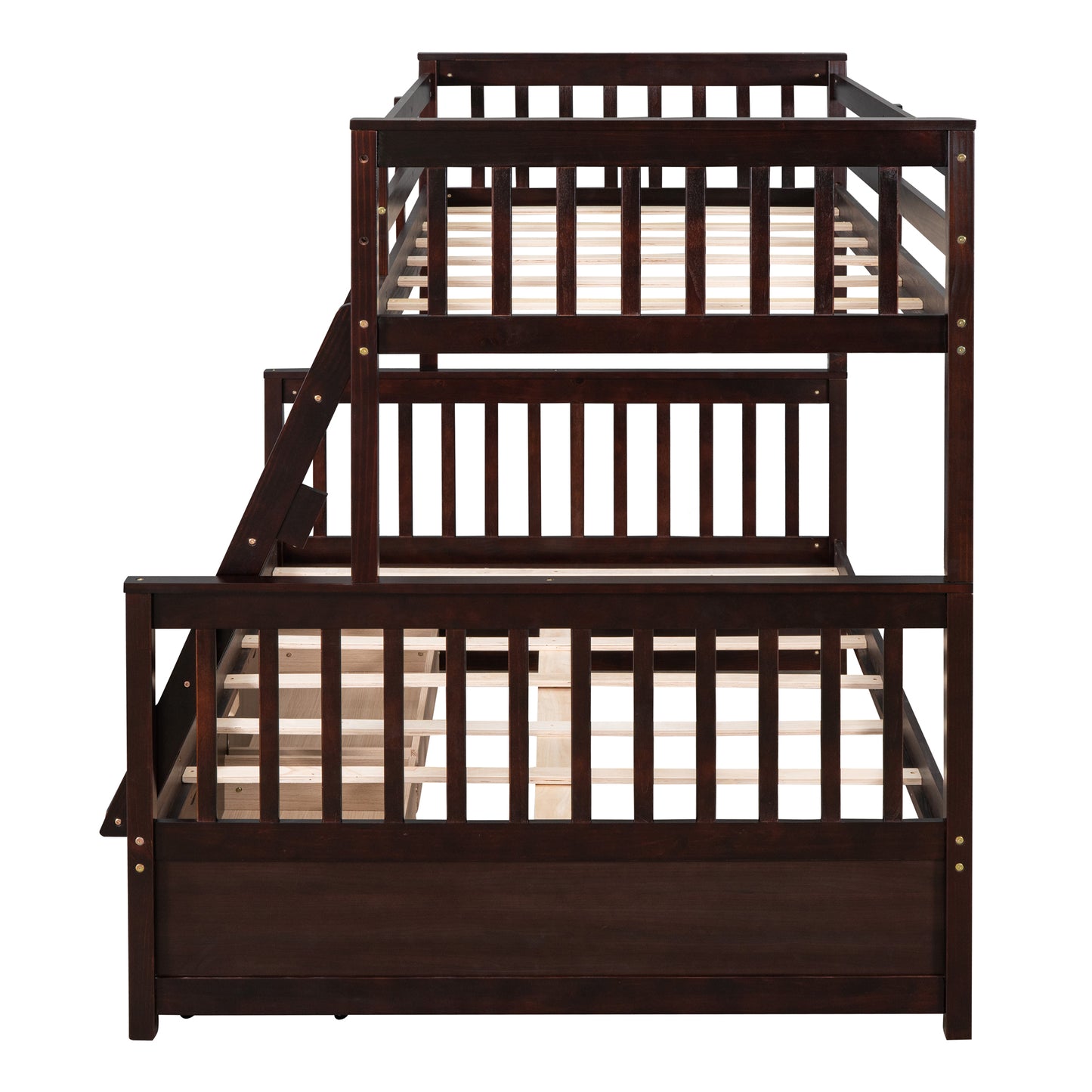 Convertible Twin-Over-Full Bunk Bed with Storage Drawers and Safety Features (Espresso)